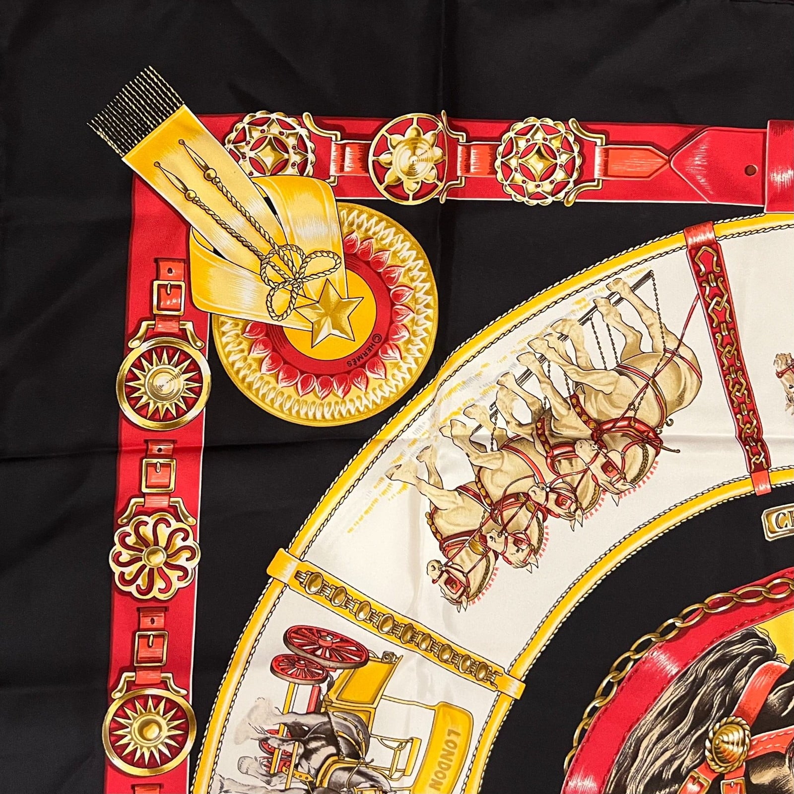 Hermes Clothing, Shoes & Accessories:Women:Women's Accessories:Scarves & Wraps Authentic Hermes Carré 90 cm Chevaux de Trait Silk Scarf