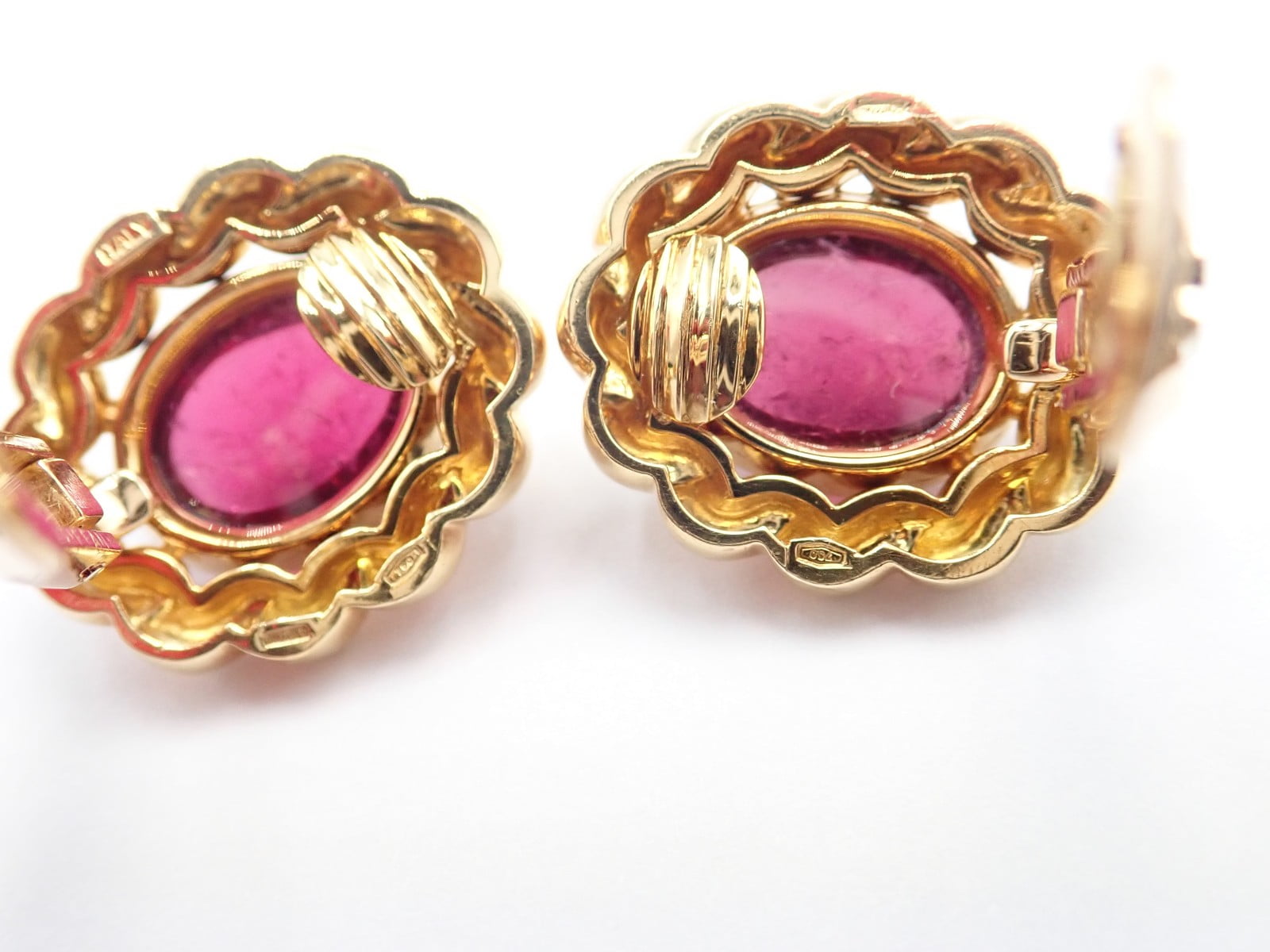 Authentic! Vintage Tiffany & Co 18k Yellow Gold Large Pink Tourmaline Earrings | Fortrove