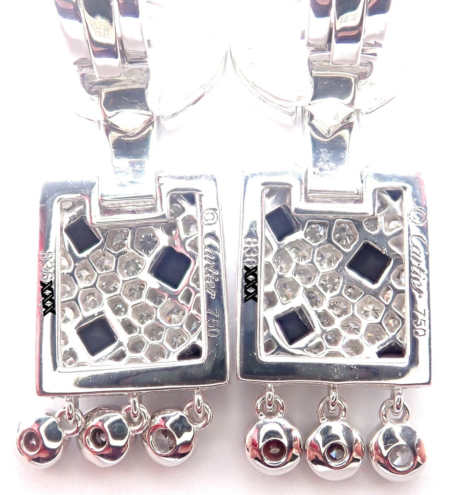 Authentic! Cartier Panthere Panther 18k White Gold Diamond Black Onyx Earrings | Fortrove