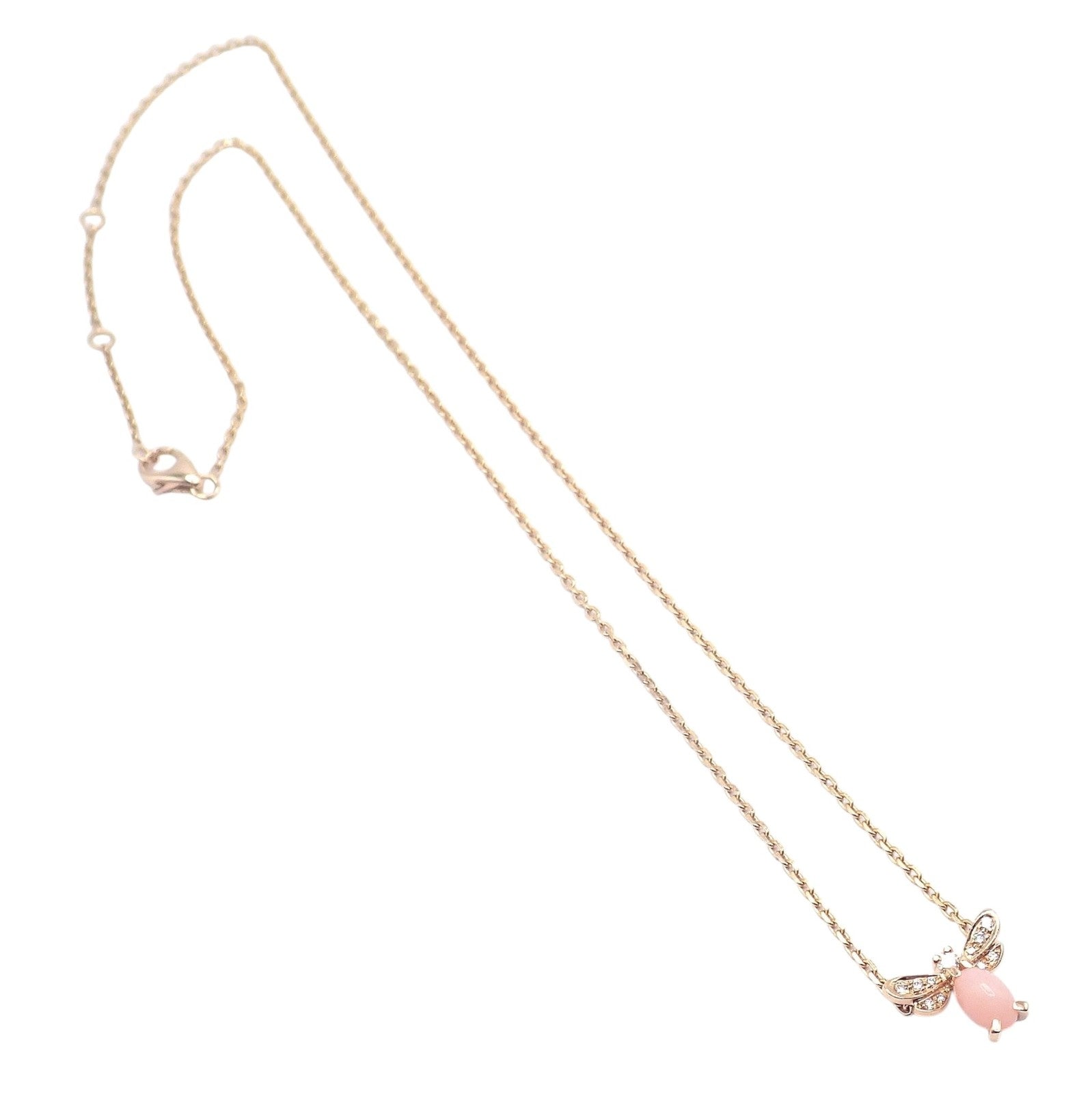Authentic! Chaumet 18k Rose Gold Attrape Moi Diamond Pink Opal Necklace | Fortrove