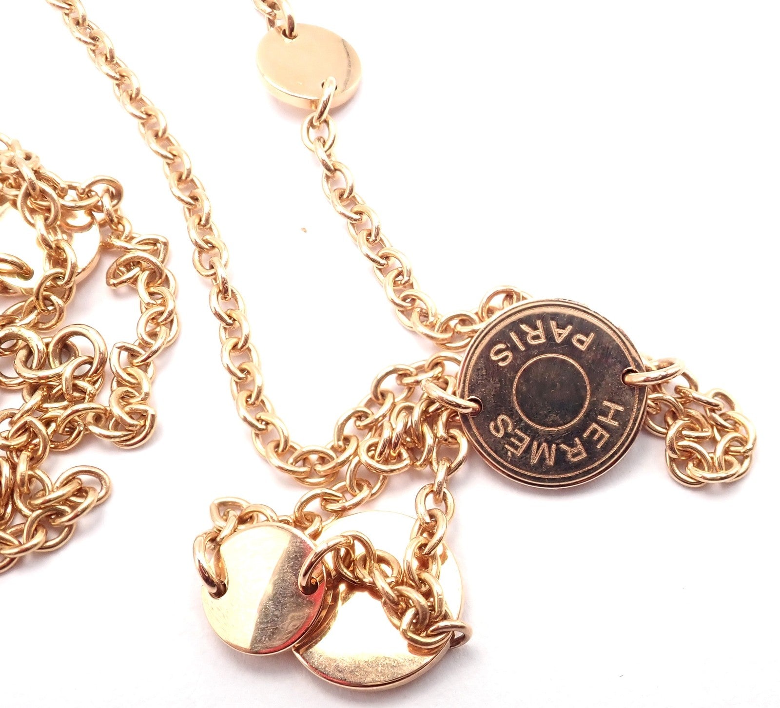 Authentic! Hermes Confetti 18k Rose Gold 42" Long Link Chain Necklace | Fortrove