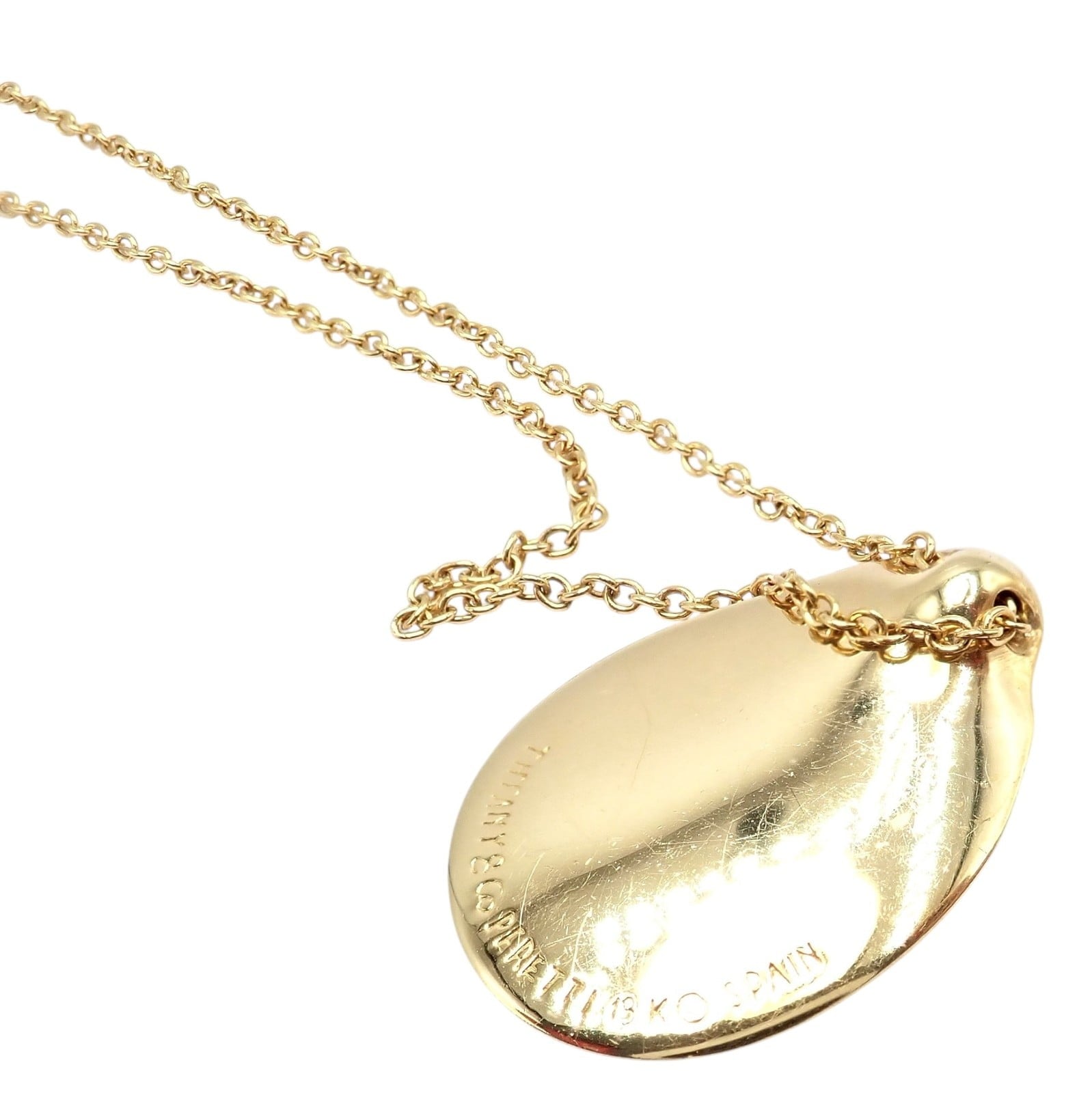 Tiffany & Co Peretti 18k Yellow Gold Madonna Medium Pendant Chain Neck
