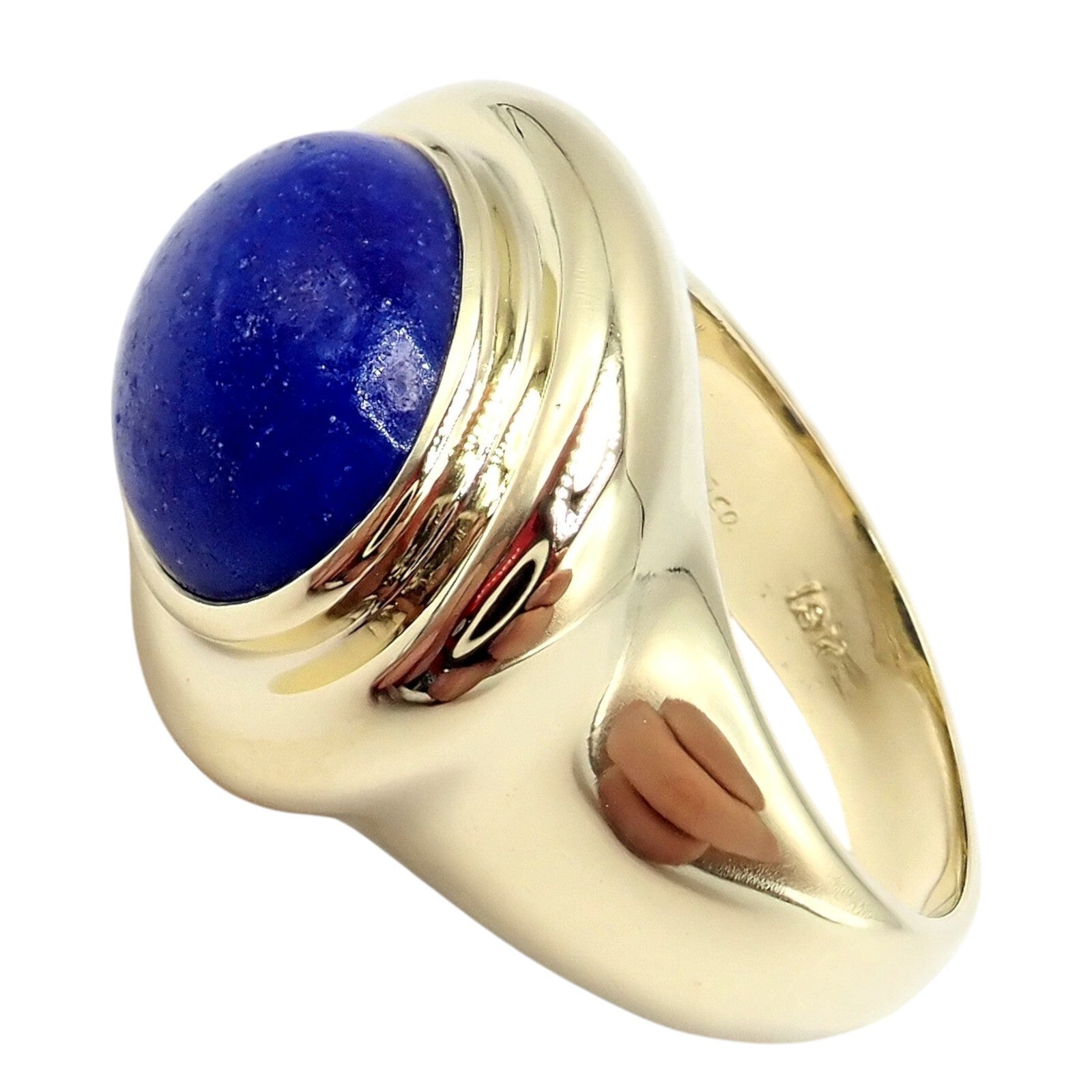 Authentic! Tiffany & Co Paloma Picasso 18k Yellow Gold Large Lapis Oval Ring | Fortrove