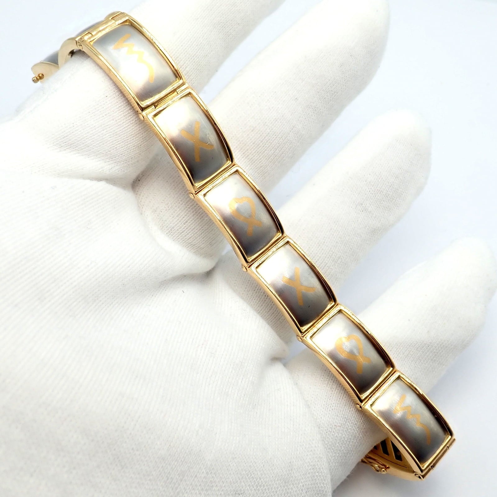 Tiffany & Co. Jewelry & Watches:Fine Jewelry:Bracelets & Charms Vintage! Tiffany & Co Picasso 18k Yellow Gold Platinum Signature Panel Bracelet