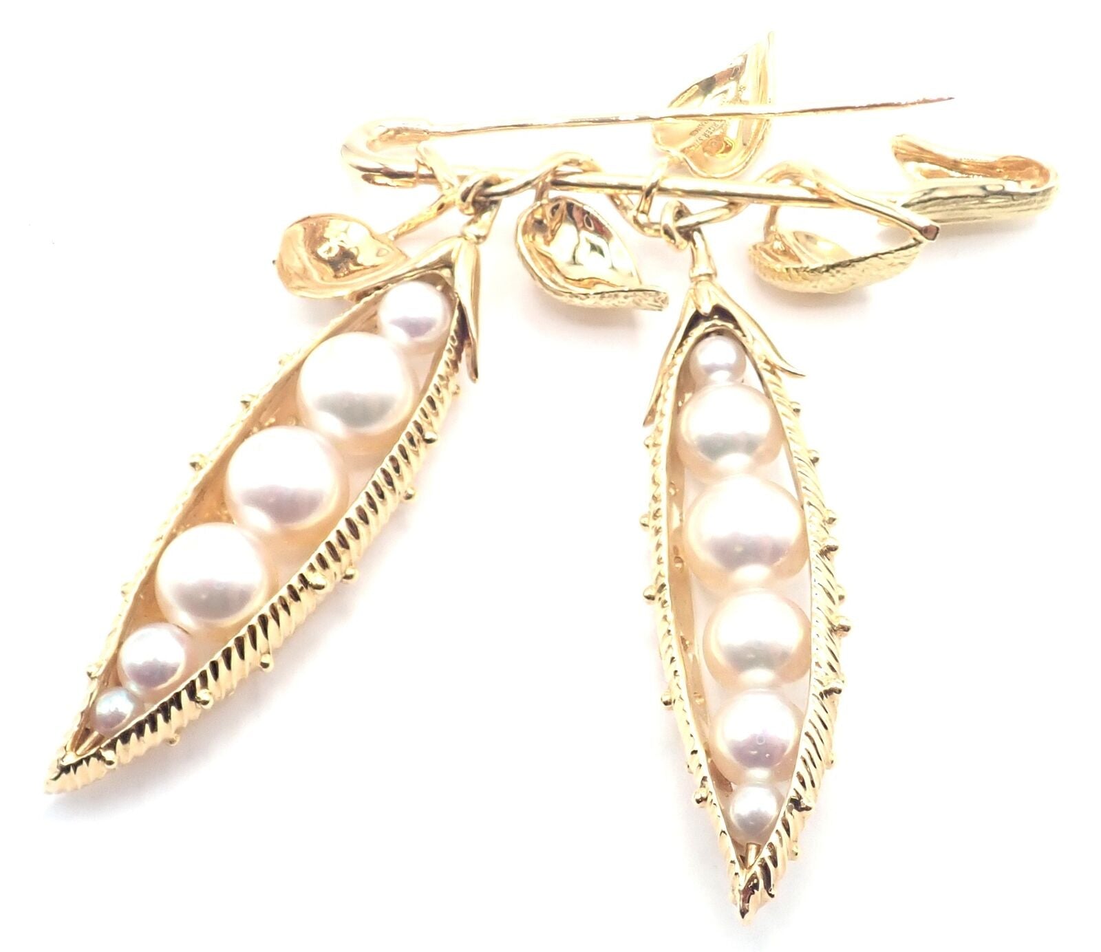 Authentic! Tiffany & Co Schlumberger Peapod 18k Yellow Gold Pearl Pin Brooch | Fortrove