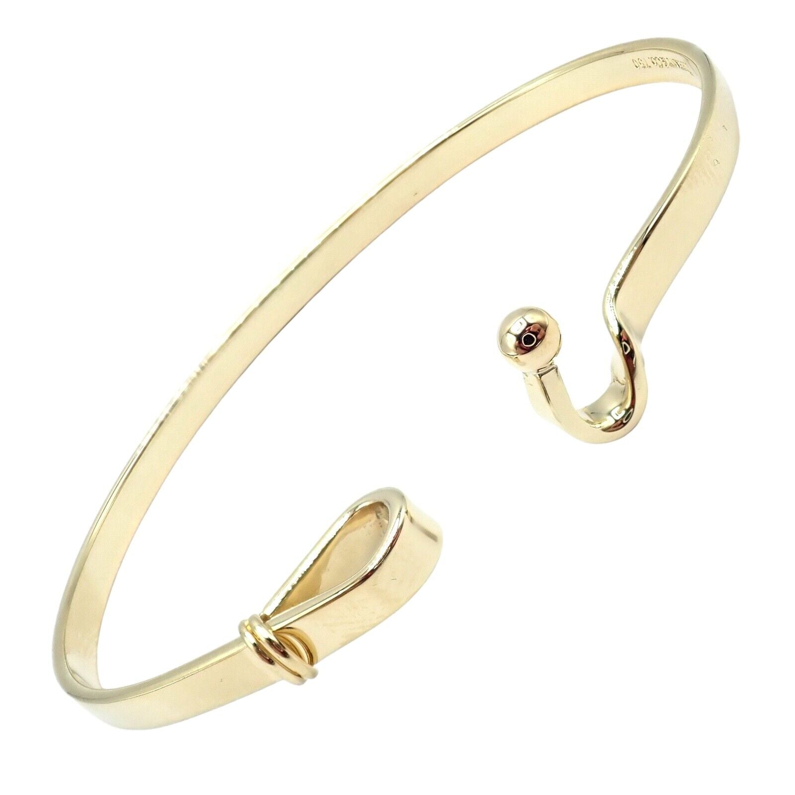 Authentic! Tiffany & Co. 18K Yellow Gold Hook Eye Bangle Bracelet