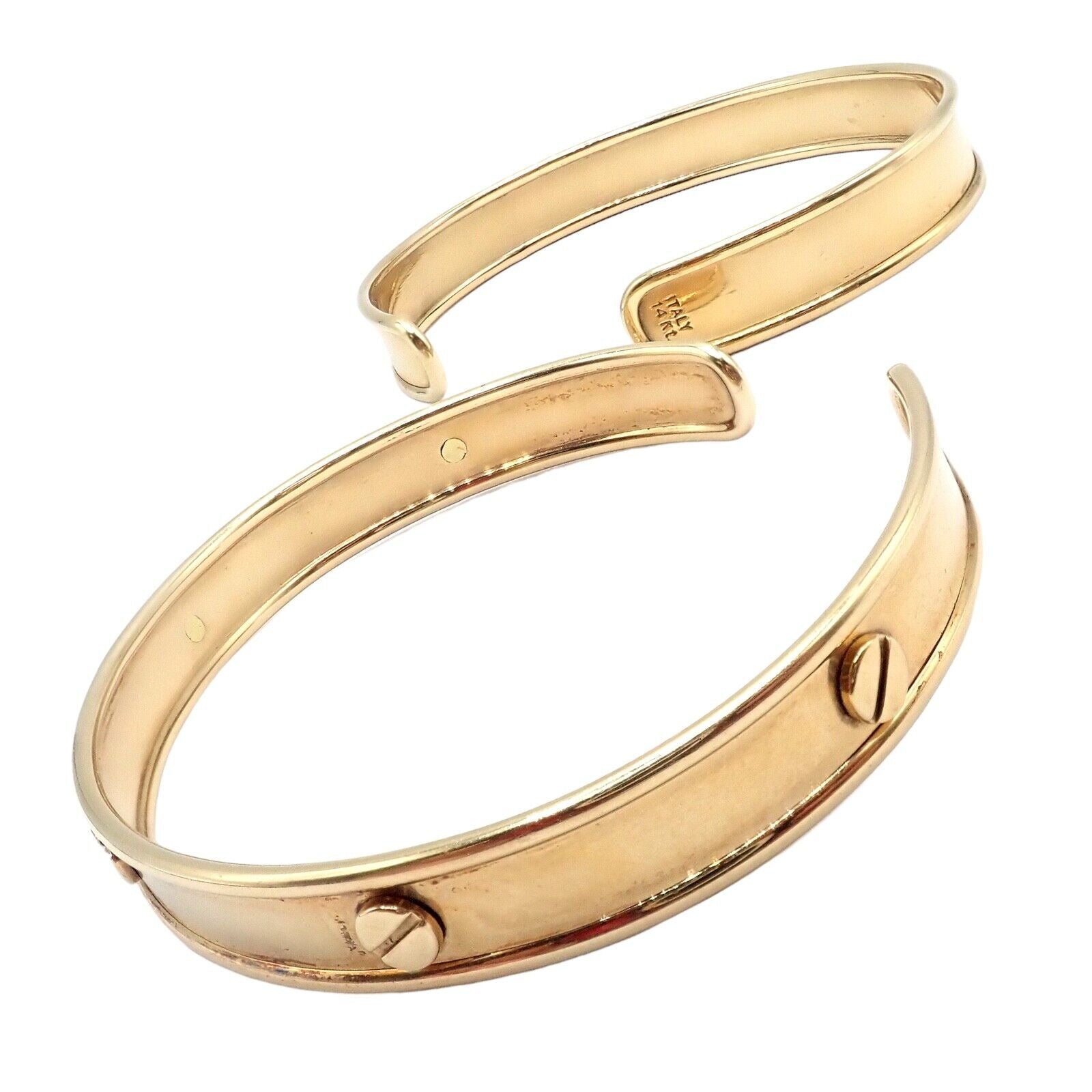 Vintage Estate 14k Yellow Gold Cuff Bracelet Pair Stacking Set | Fortrove