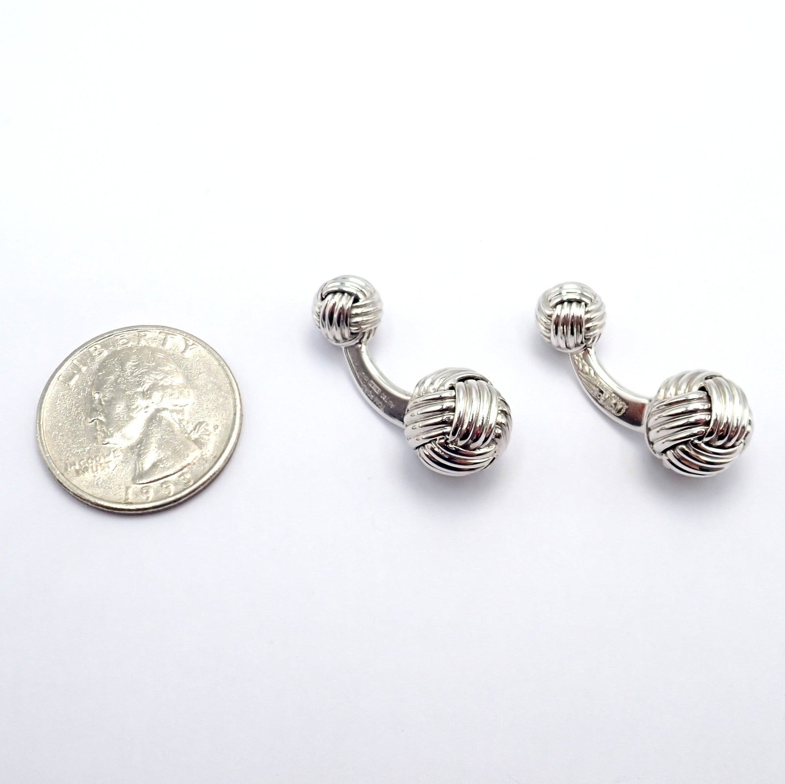 Tom Ford Jewelry & Watches:Men's Jewelry:Cufflinks Authentic Tom Ford 18k White Gold Signature Classic Rope Knot Cufflinks