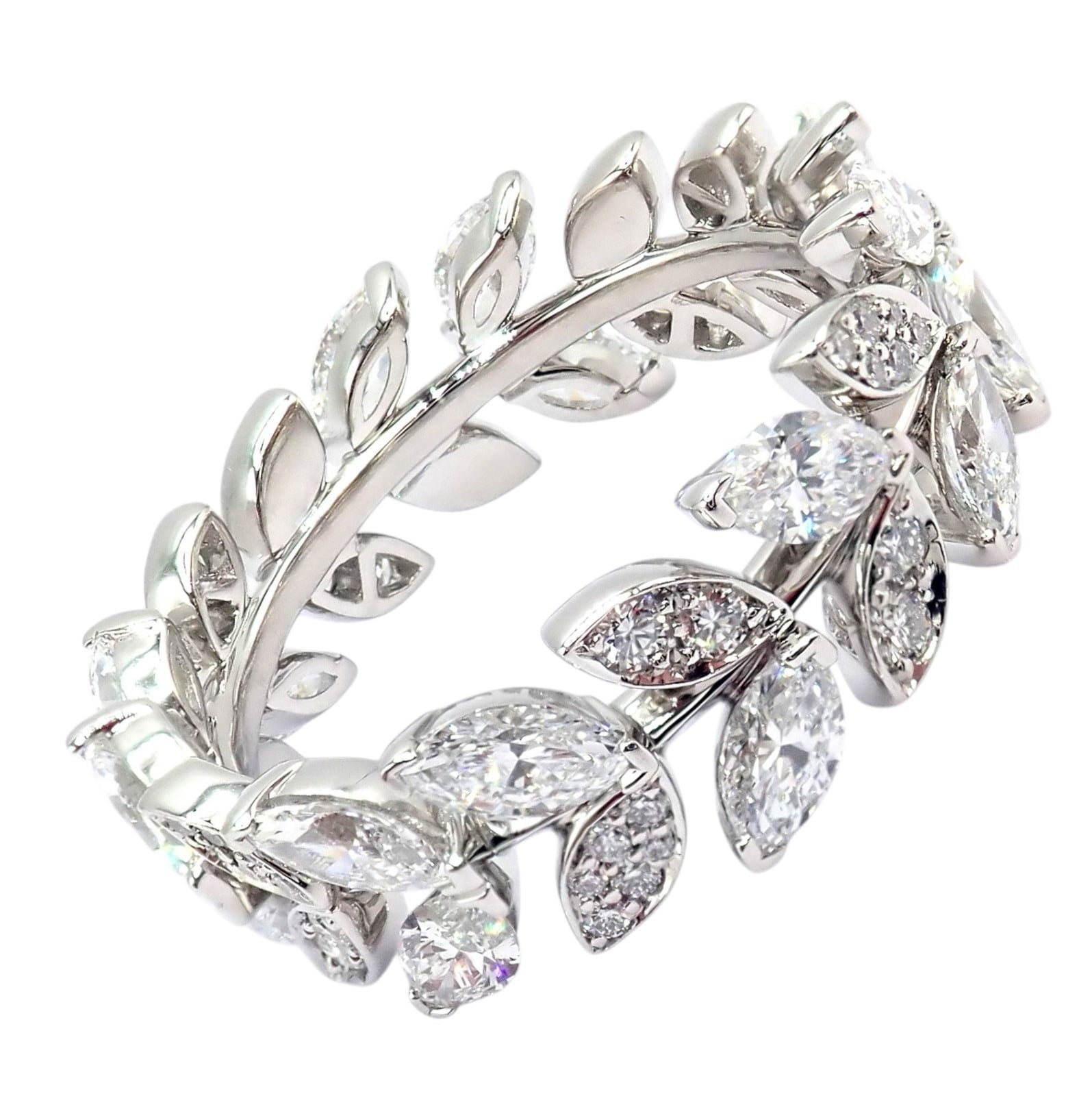 Authentic! Tiffany & Co Platlinum Victoria Vine Diamond 1.90ct Eternity Ring 7 | Fortrove