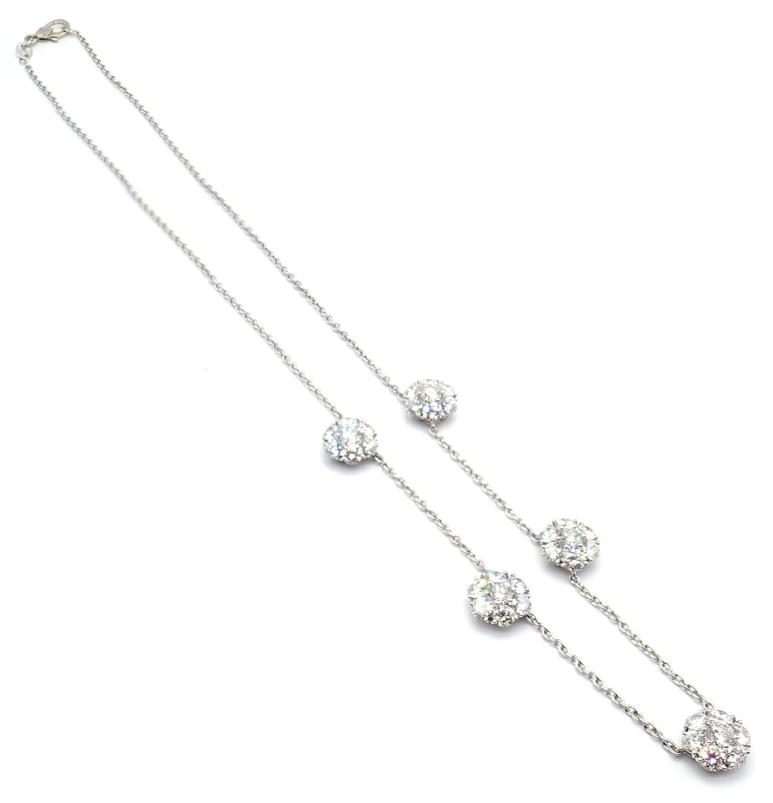 Van Cleef & Arpels Platinum Diamond Five Flower Fleurette Necklace Paper | Fortrove