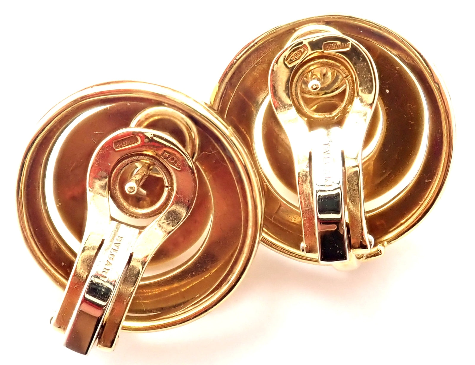 Authentic! Vintage BULGARI BULGARI 18k Yellow Gold Swirl Earrings | Fortrove