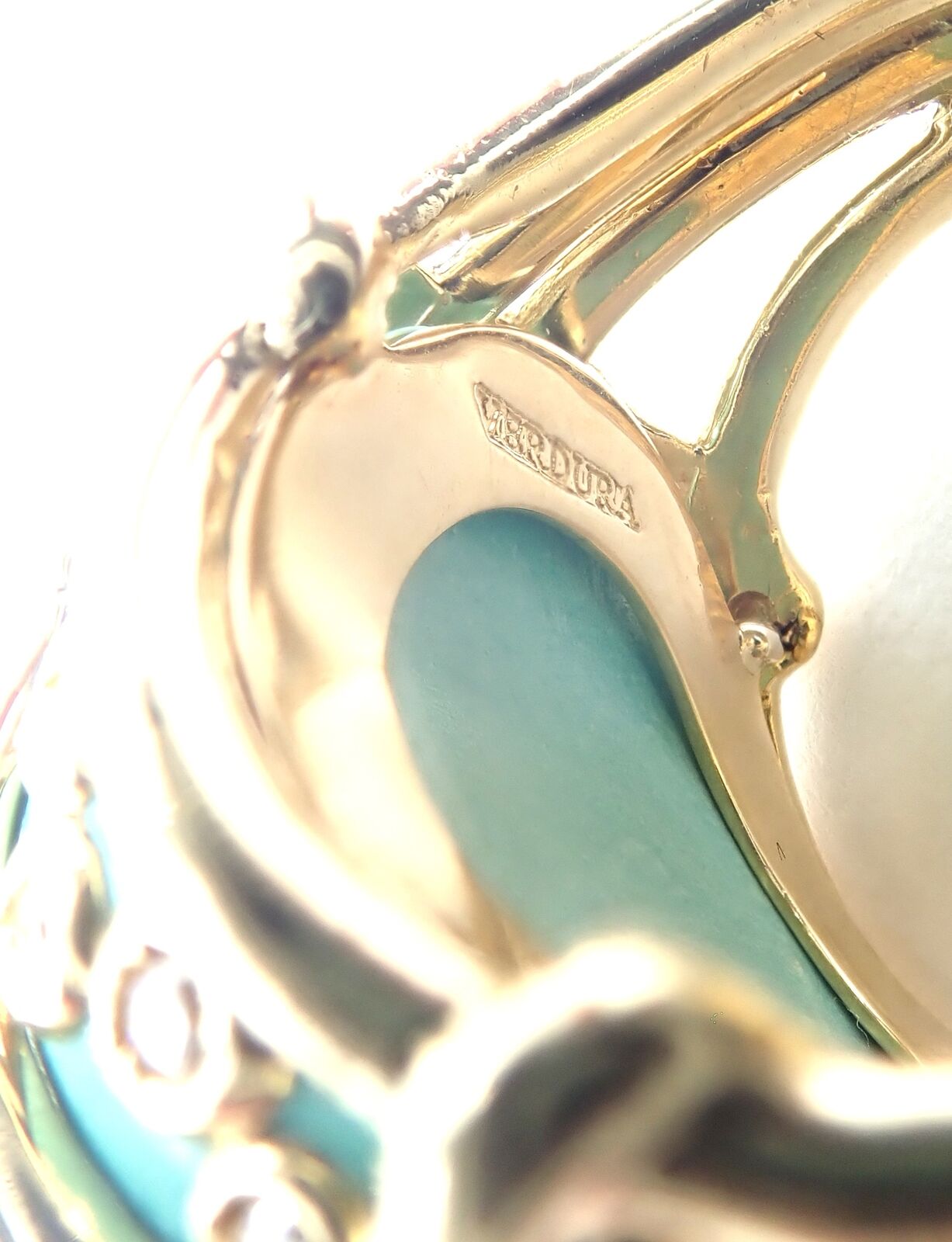 Verdura Jewelry & Watches:Fine Jewelry:Rings Authentic Vintage Verdura Polka Dot 18k Yellow Gold Diamond Turquoise Large Ring