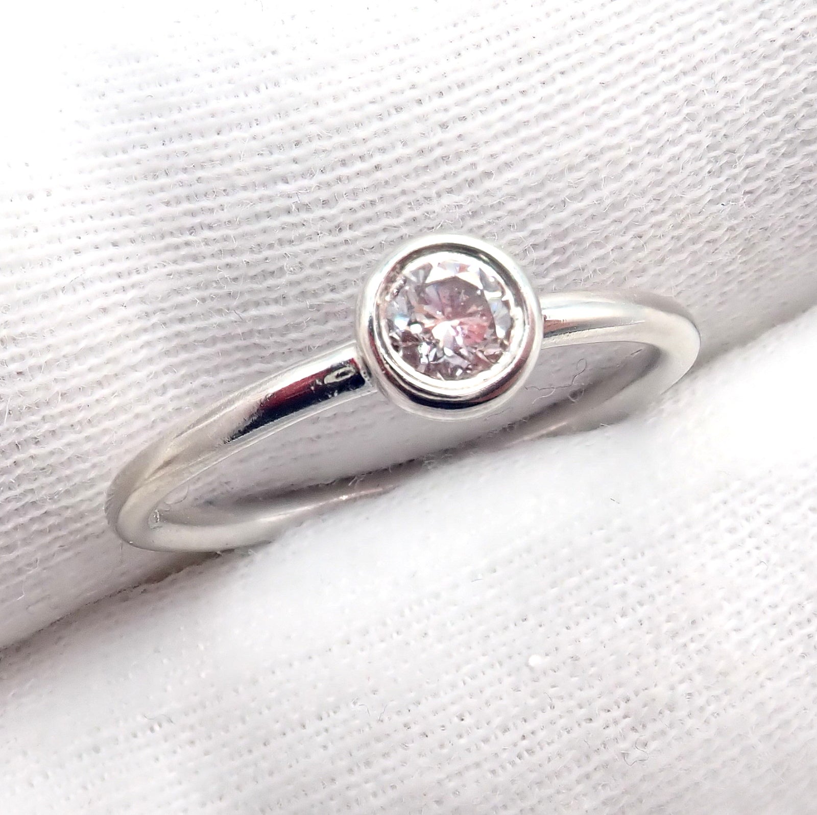 Tiffany & Co Platinum 0.12ct Diamond Engagement Stacking Ring size 6.5 | Fortrove