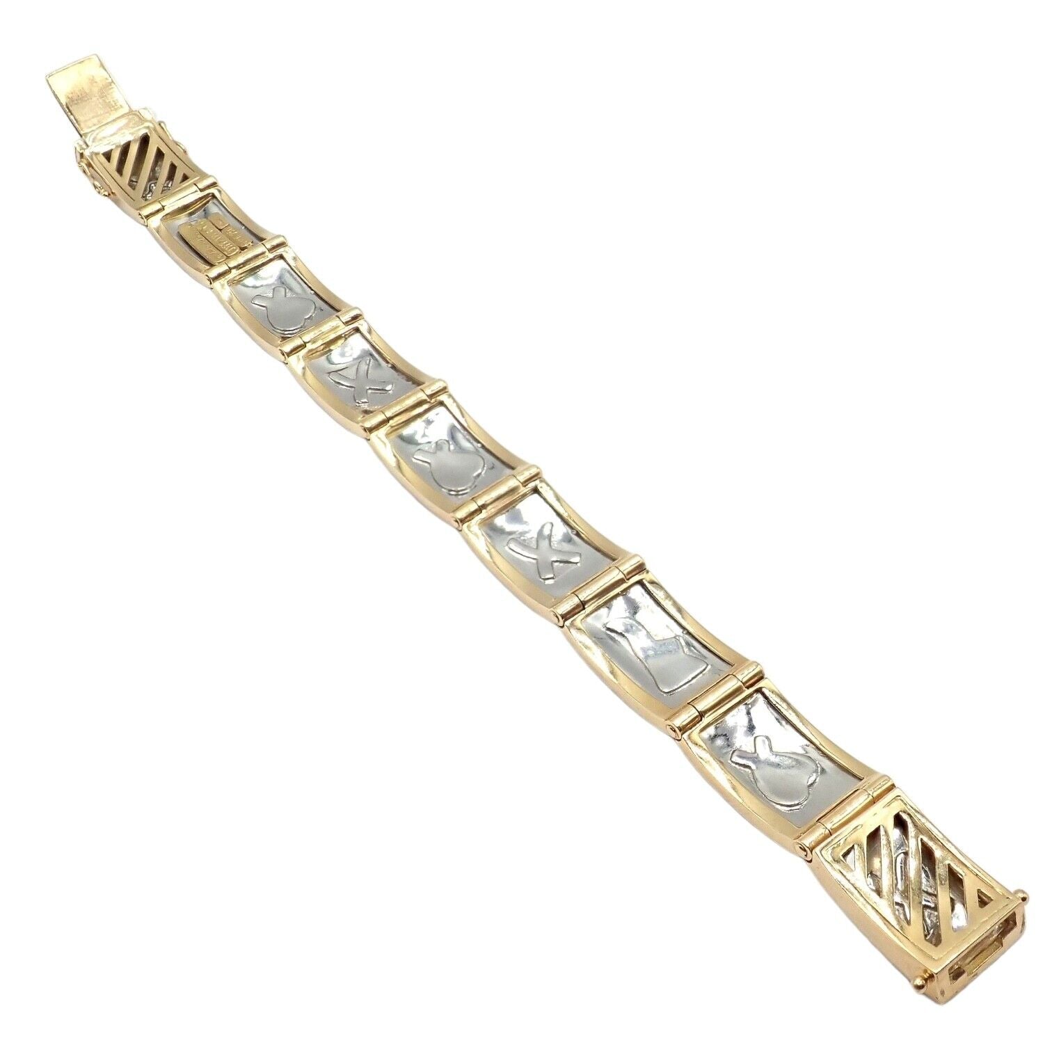 Rare! Tiffany & Co 18k Yellow Gold Platinum Picasso Signature 9 Panel Bracelet | Fortrove