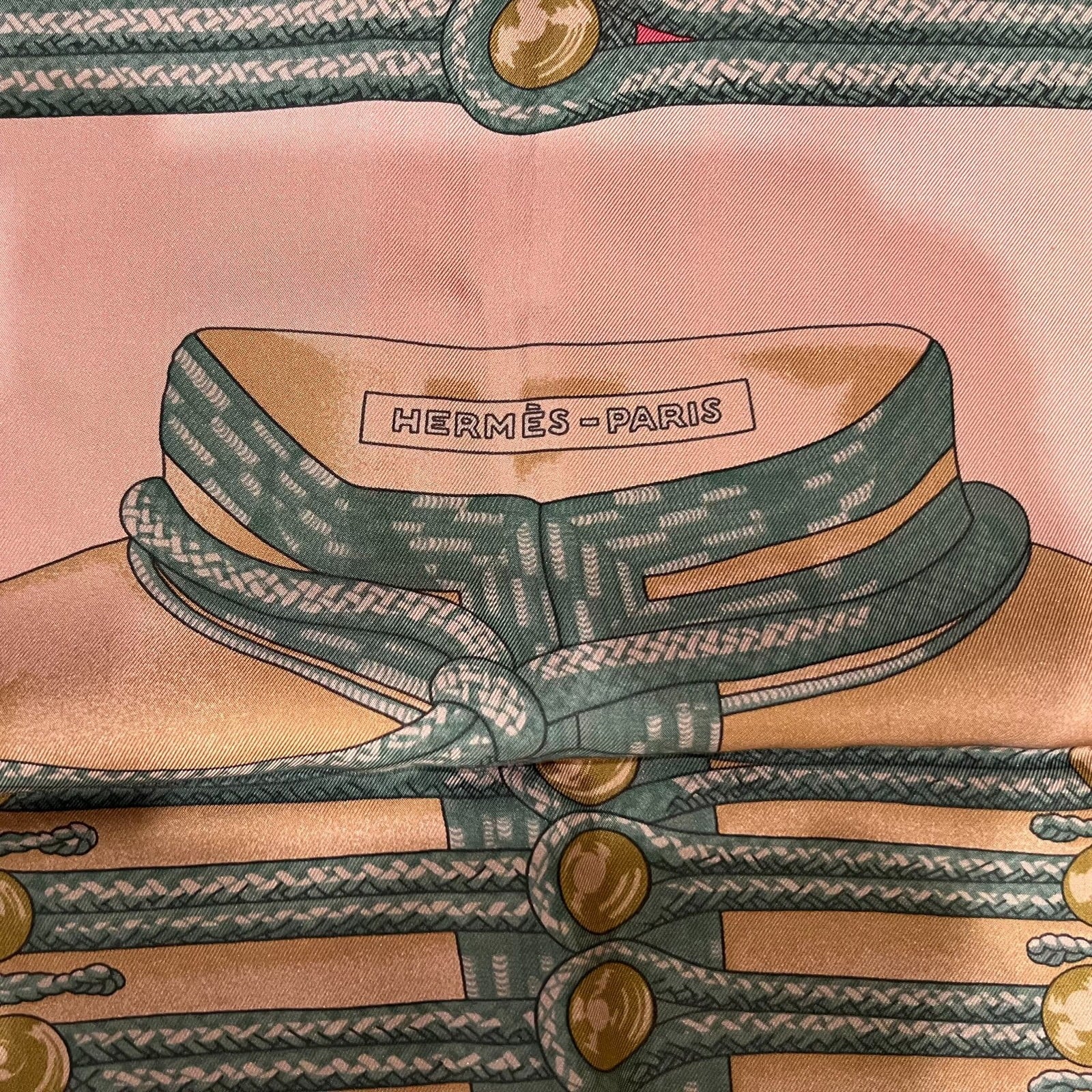 Hermes Clothing, Shoes & Accessories:Women:Women's Accessories:Scarves & Wraps Authentic Hermes Pink Brandebourgs Silk Scarf 90cm