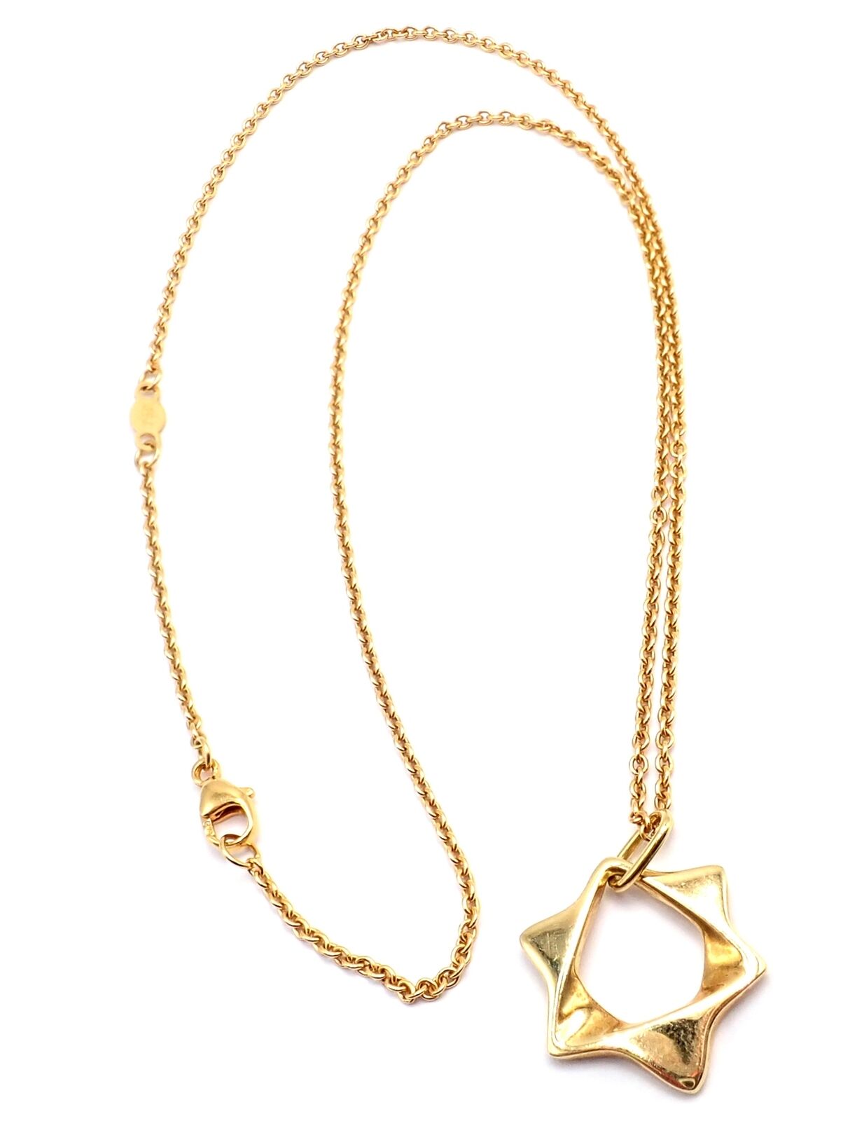 Authentic! Georg Jensen 18k Yellow Gold Star Of David Pendant Necklace | Fortrove