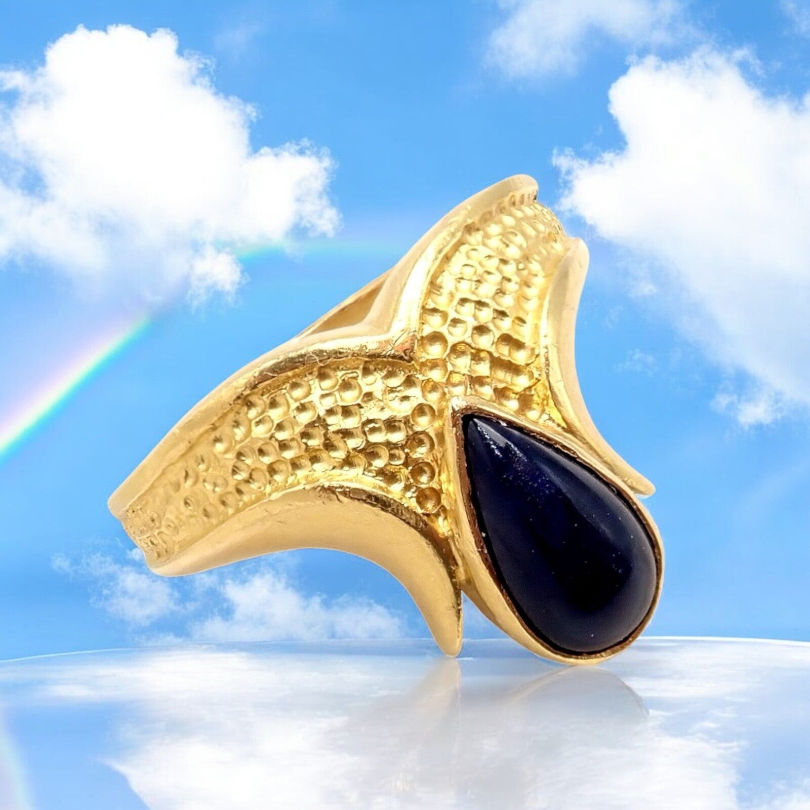 Authentic! Ilias Lalaounis Greece 18k Yellow Gold Onyx Ring | Fortrove