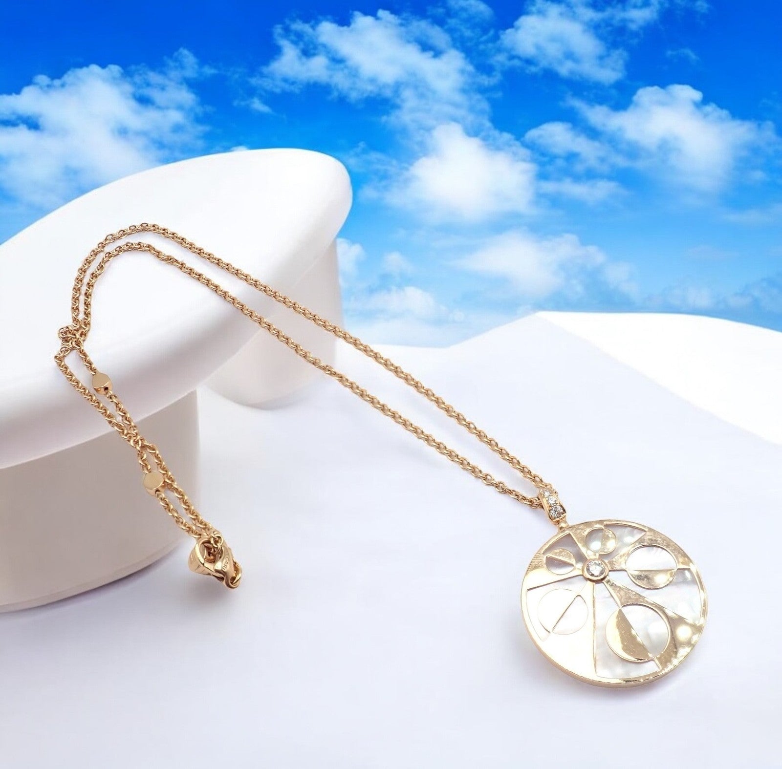 Bulgari Jewelry & Watches:Fine Jewelry:Necklaces & Pendants Rare! Bvlgari Bulgari Intarsio 18k Rose Gold Diamond Mother of Pearl Necklace