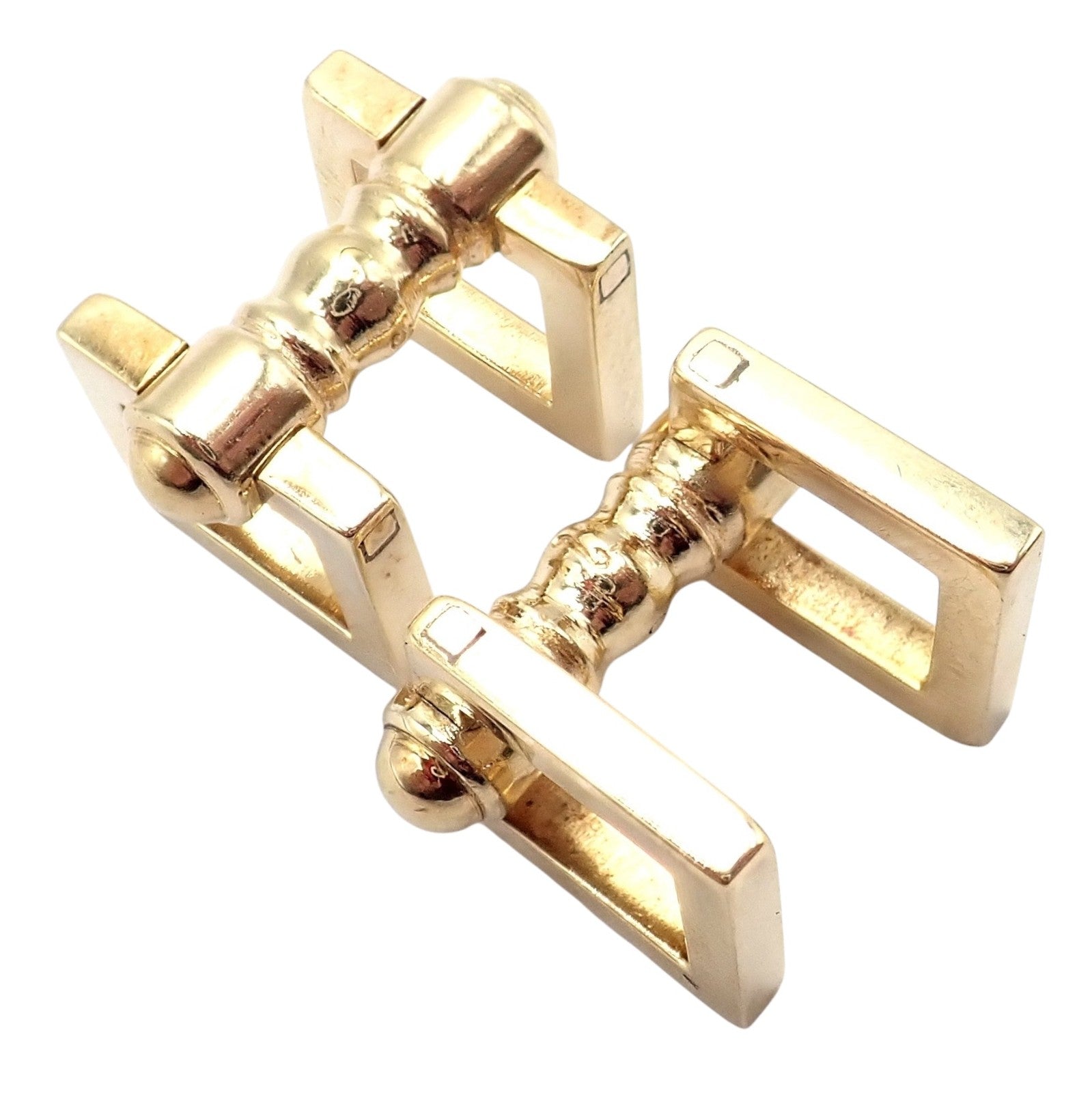 Rare! Vintage Cartier 14k Yellow Gold Square Spring Clasp Cufflinks 1960's | Fortrove