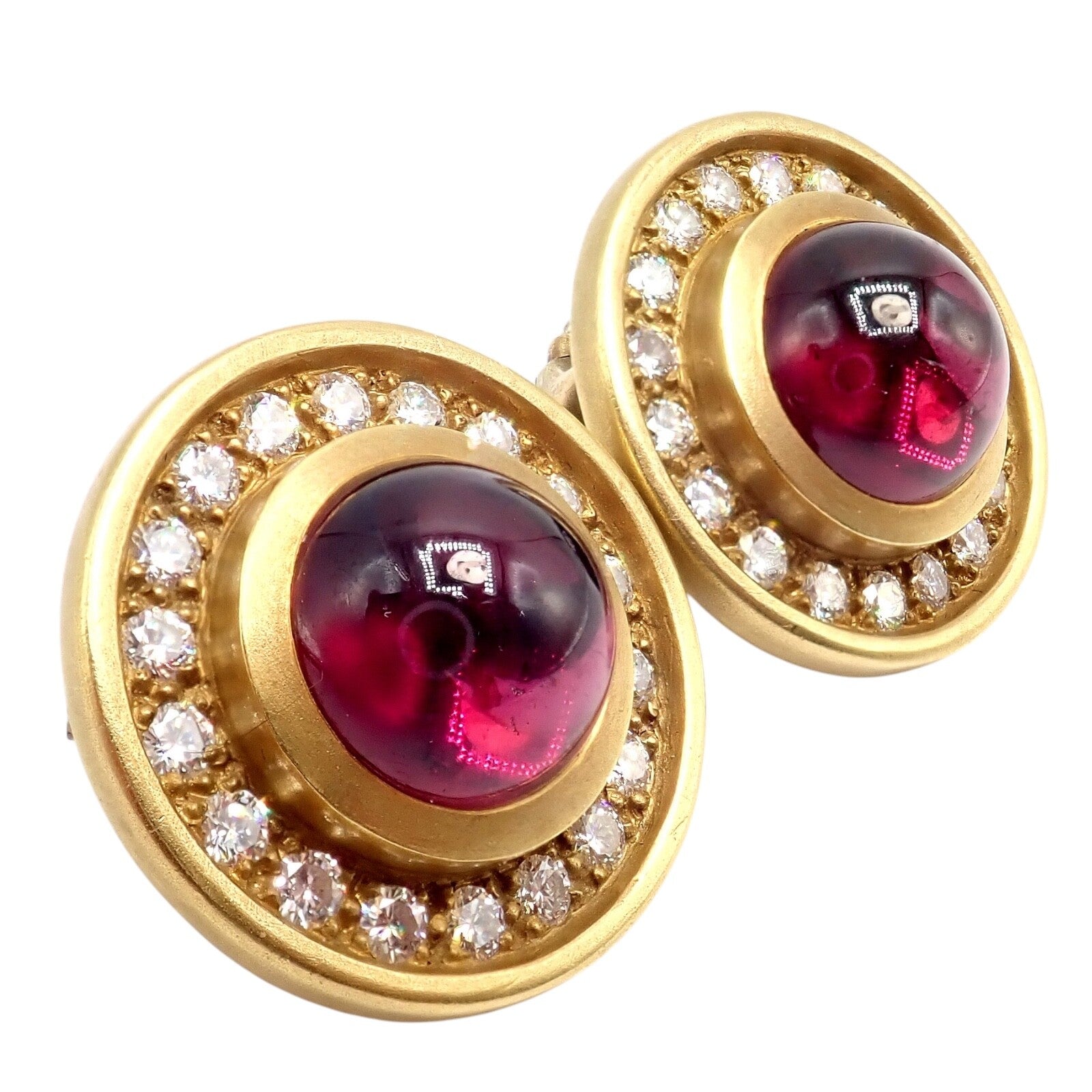 Kieselstein-Cord Jewelry & Watches:Men's Jewelry:Earrings Rare! Vintage Kieselstein Cord 18k Yellow Gold Garnet Diamond Earrings 1997