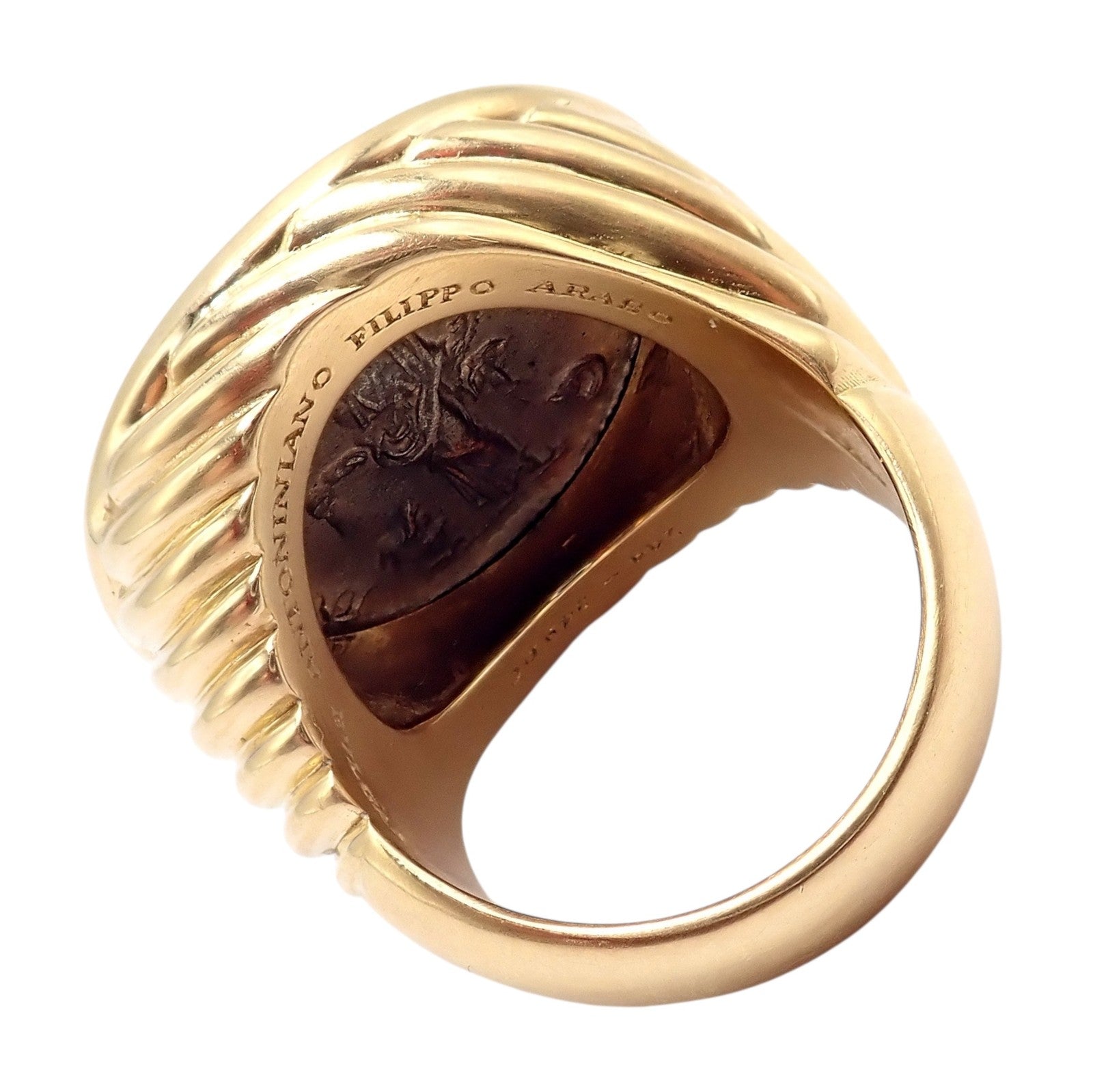 Rare! Bvlgari Bulgari 18k Gold Diamond Monete Antique Large Coin Signet Ring | Fortrove