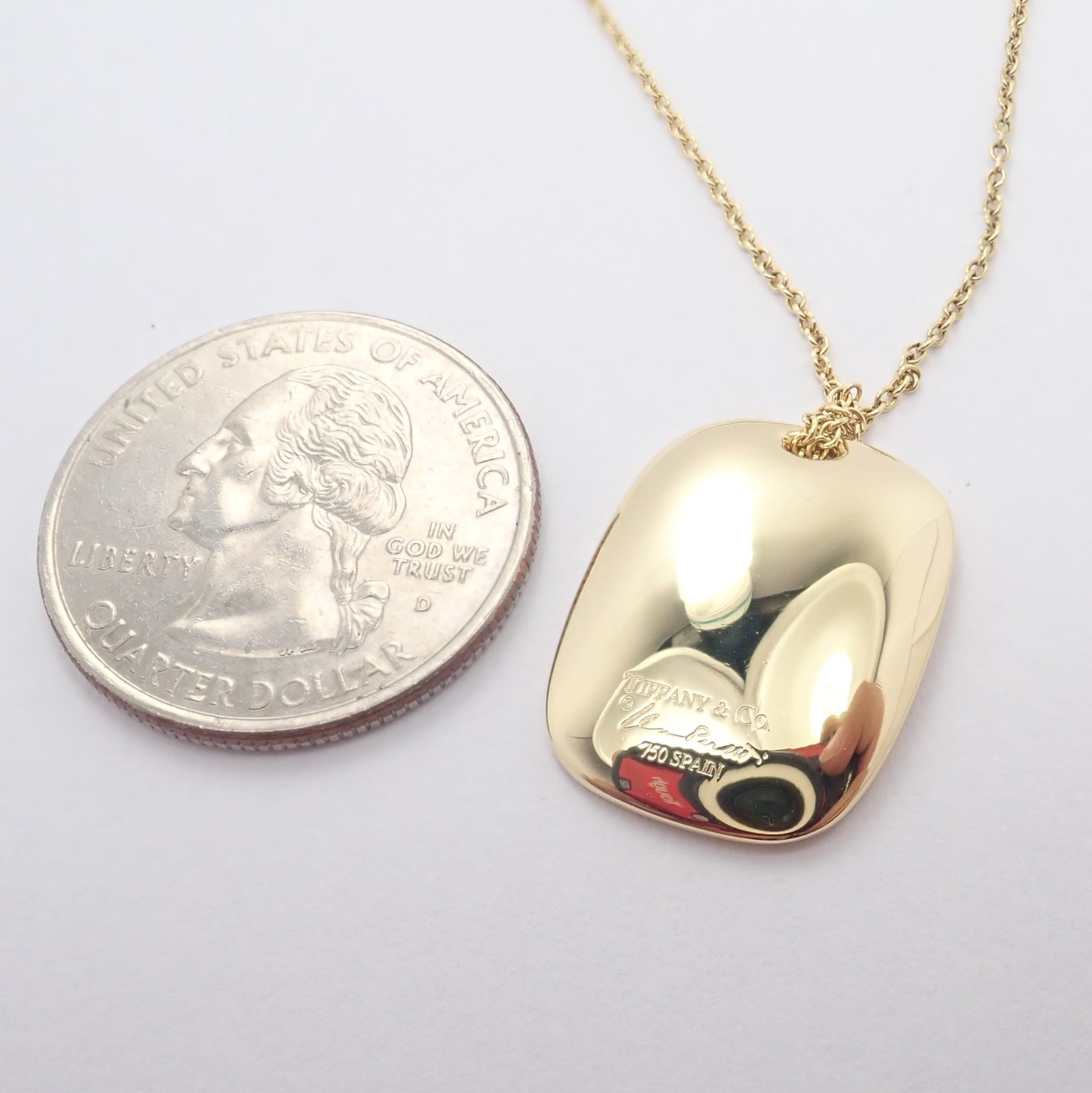 Tiffany & Co. Jewelry & Watches:Fine Jewelry:Necklaces & Pendants Tiffany & Co 18k Yellow Gold Rectangle Concave Disc ID Necklace