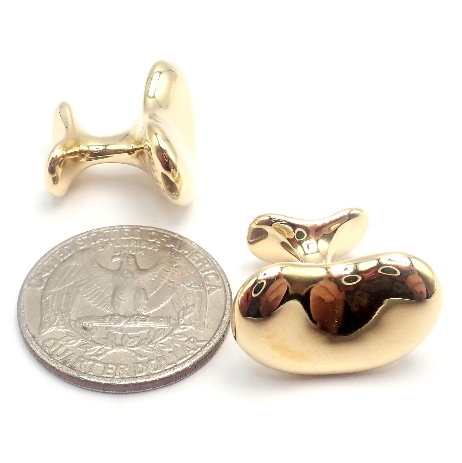 Rare! Vintage Tiffany & Co Peretti 18k Yellow Gold Extra Large Bean Cufflinks | Fortrove