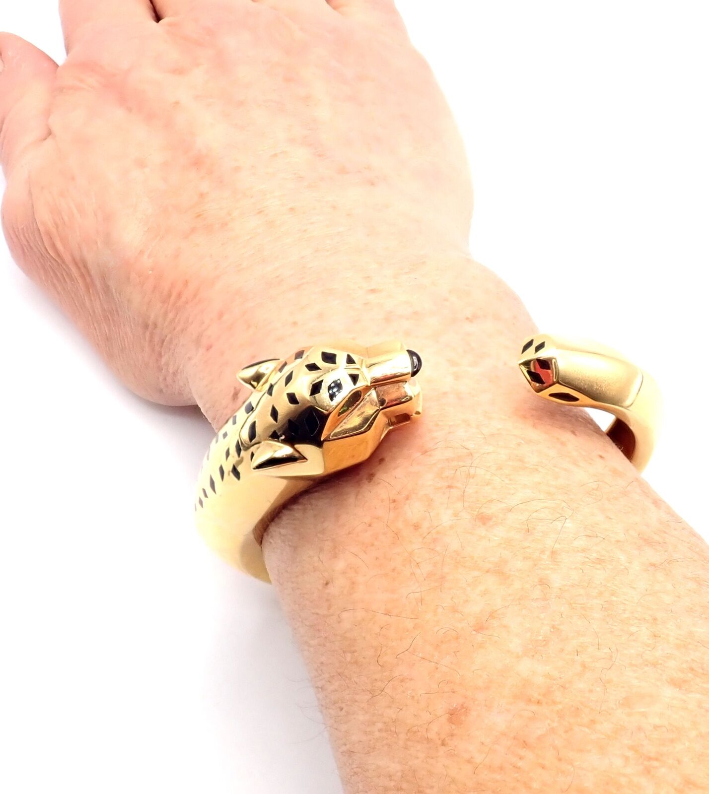 Cartier Jewelry & Watches:Fine Jewelry:Bracelets & Charms Authentic! Cartier Panther Panthere 18k Yellow Gold Cuff Bracelet Size 17 Cert