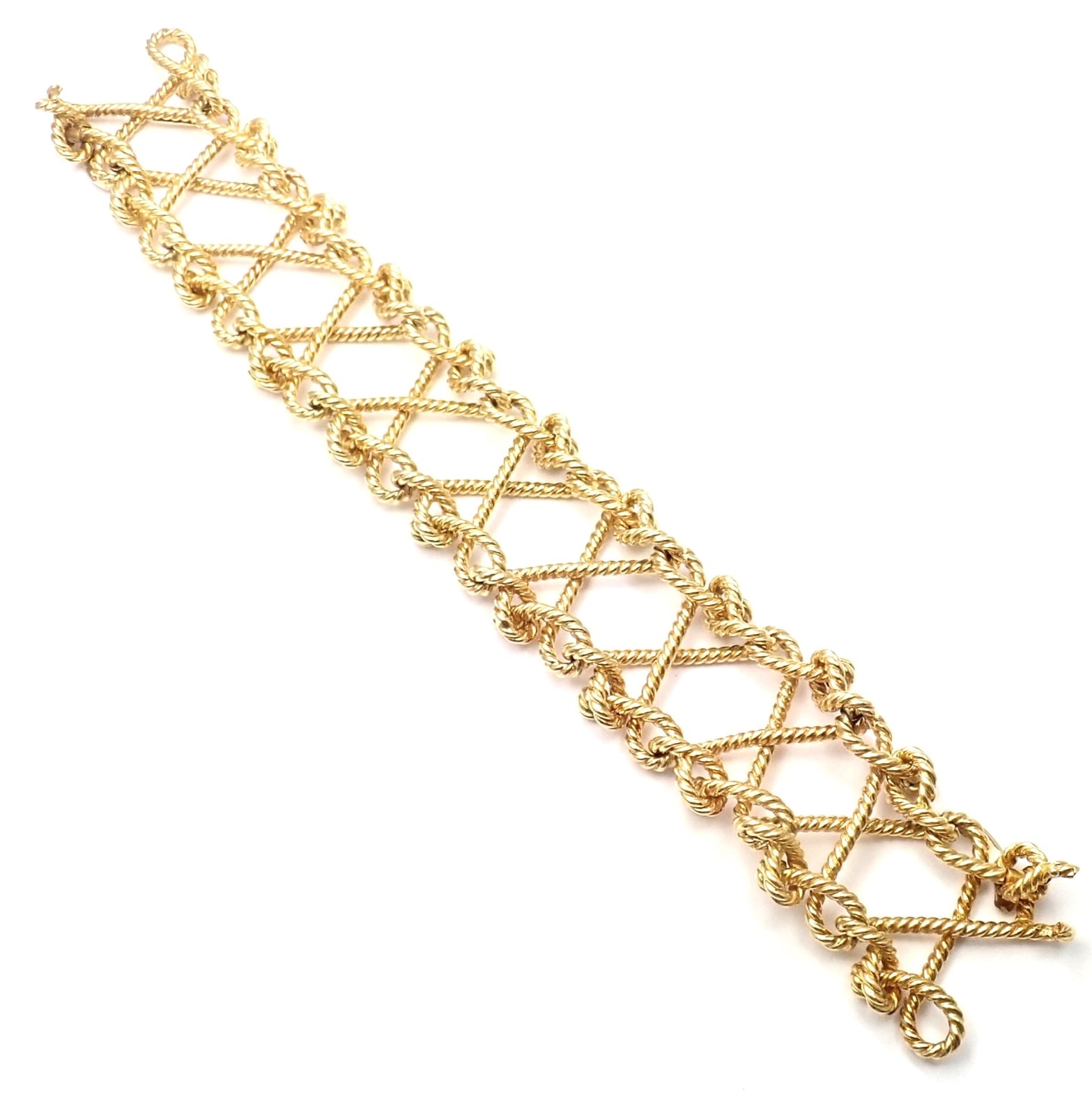 Verdura Jewelry & Watches:Fine Jewelry:Bracelets & Charms Rare! Authentic Verdura 18k Yellow Gold Twisted Rope Openwork Wide Link Bracelet