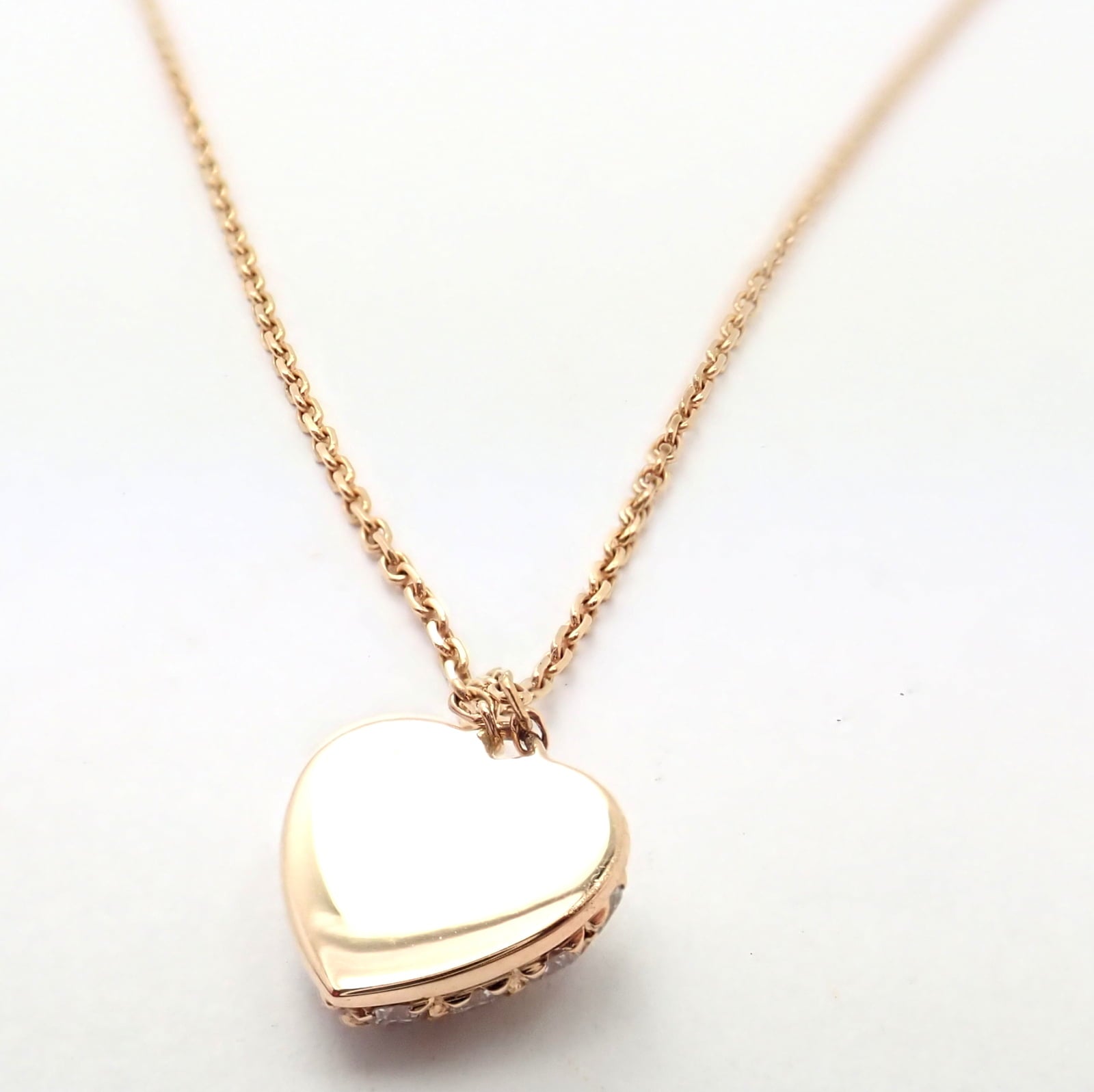 Cartier Jewelry & Watches:Fine Jewelry:Necklaces & Pendants Authentic! Cartier Small Heart 18k Rose Gold Pave Diamond Pendant Necklace