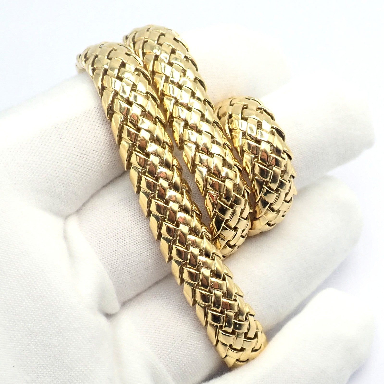 Authentic! Tiffany & Co Vannerie 18k Yellow Gold Basket Weave Necklace | Fortrove