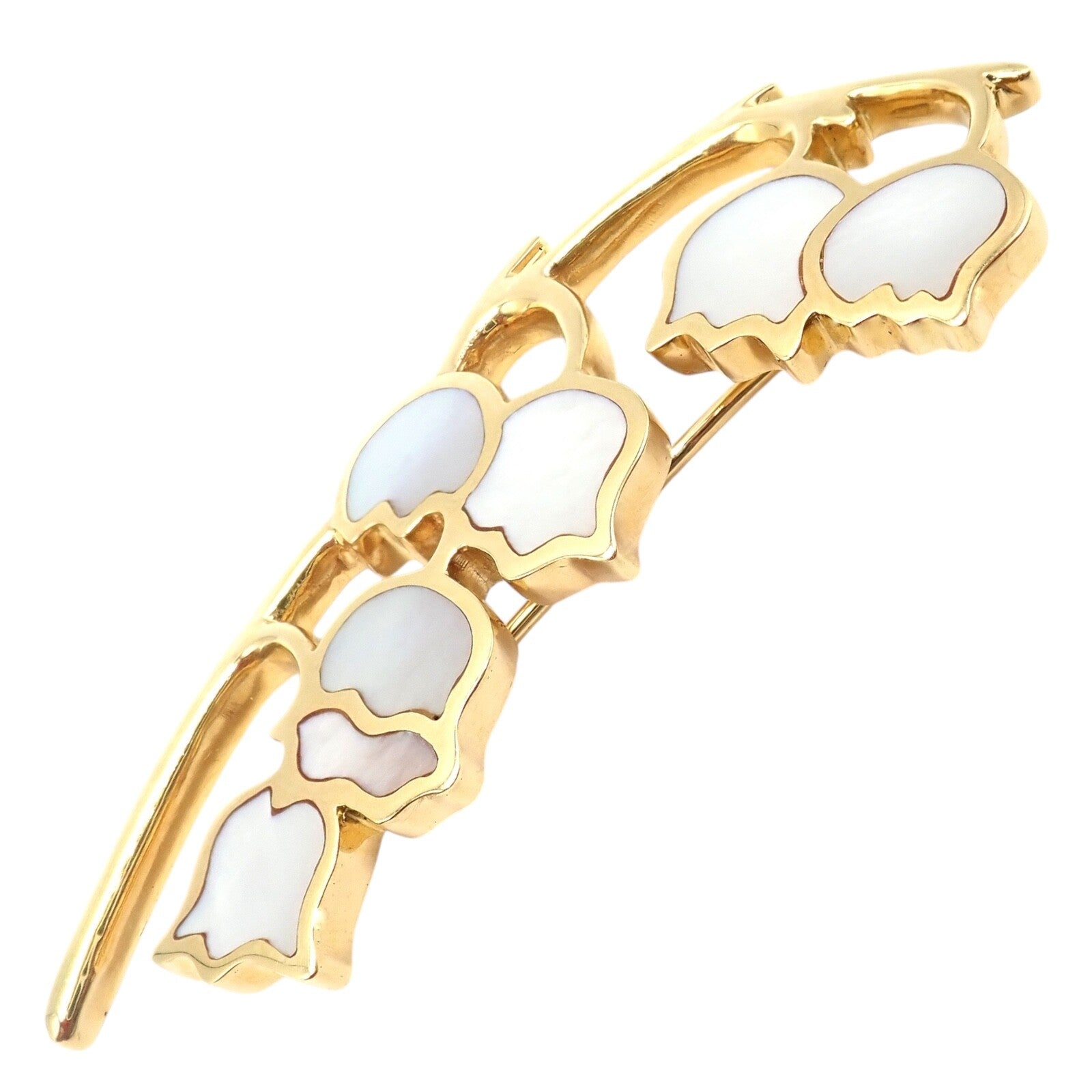 Angela Cummings for Tiffany & Co. Jewelry & Watches:Fine Jewelry:Brooches & Pins Tiffany & Co Cummings 18k Yellow Gold MoP Lily of the Valley Flower Pin Brooch