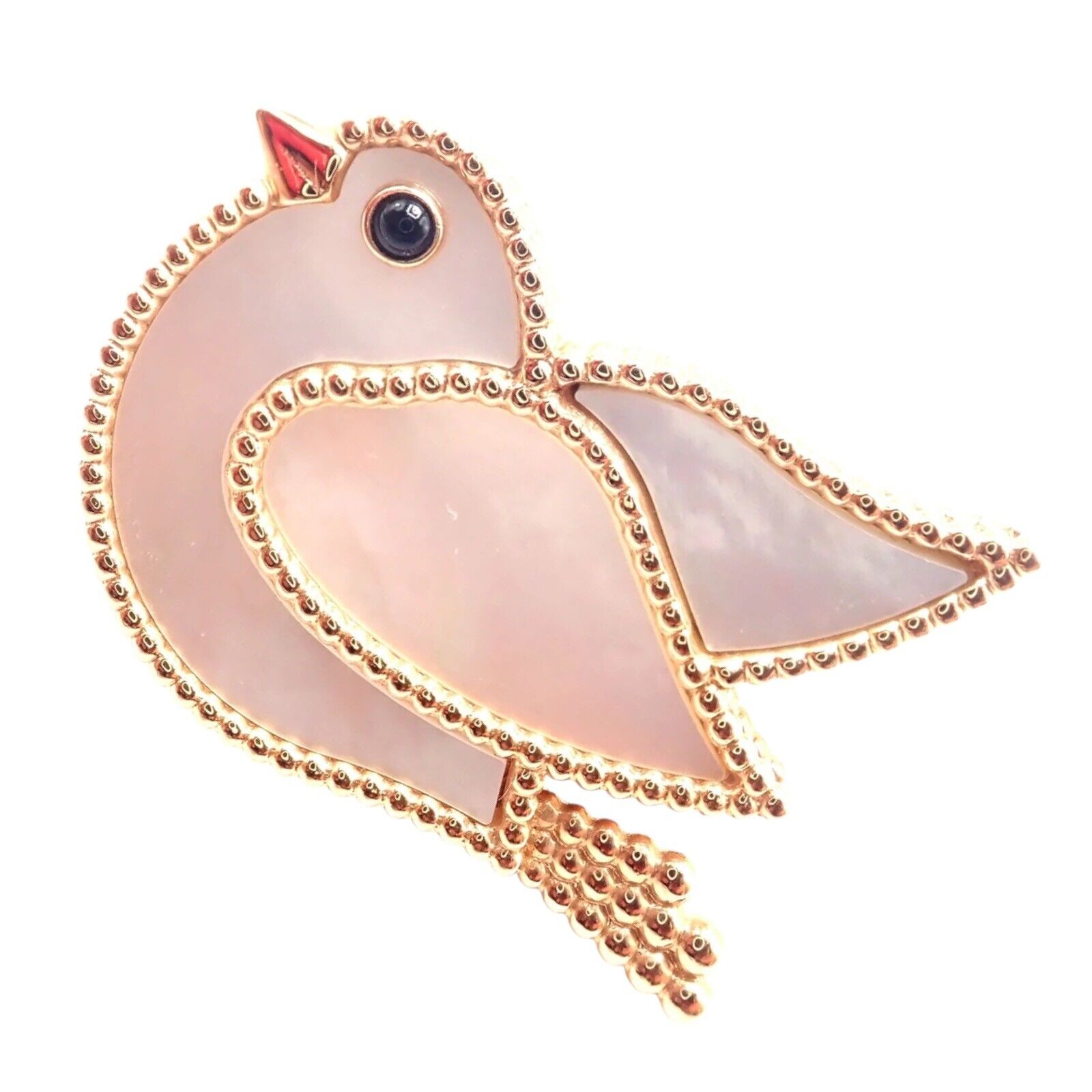 Van Cleef & Arpels Jewelry & Watches:Fine Jewelry:Brooches & Pins Van Cleef & Arpels 18k Rose Gold Mother Of Pearl Lucky Animals Dove Clip Brooch