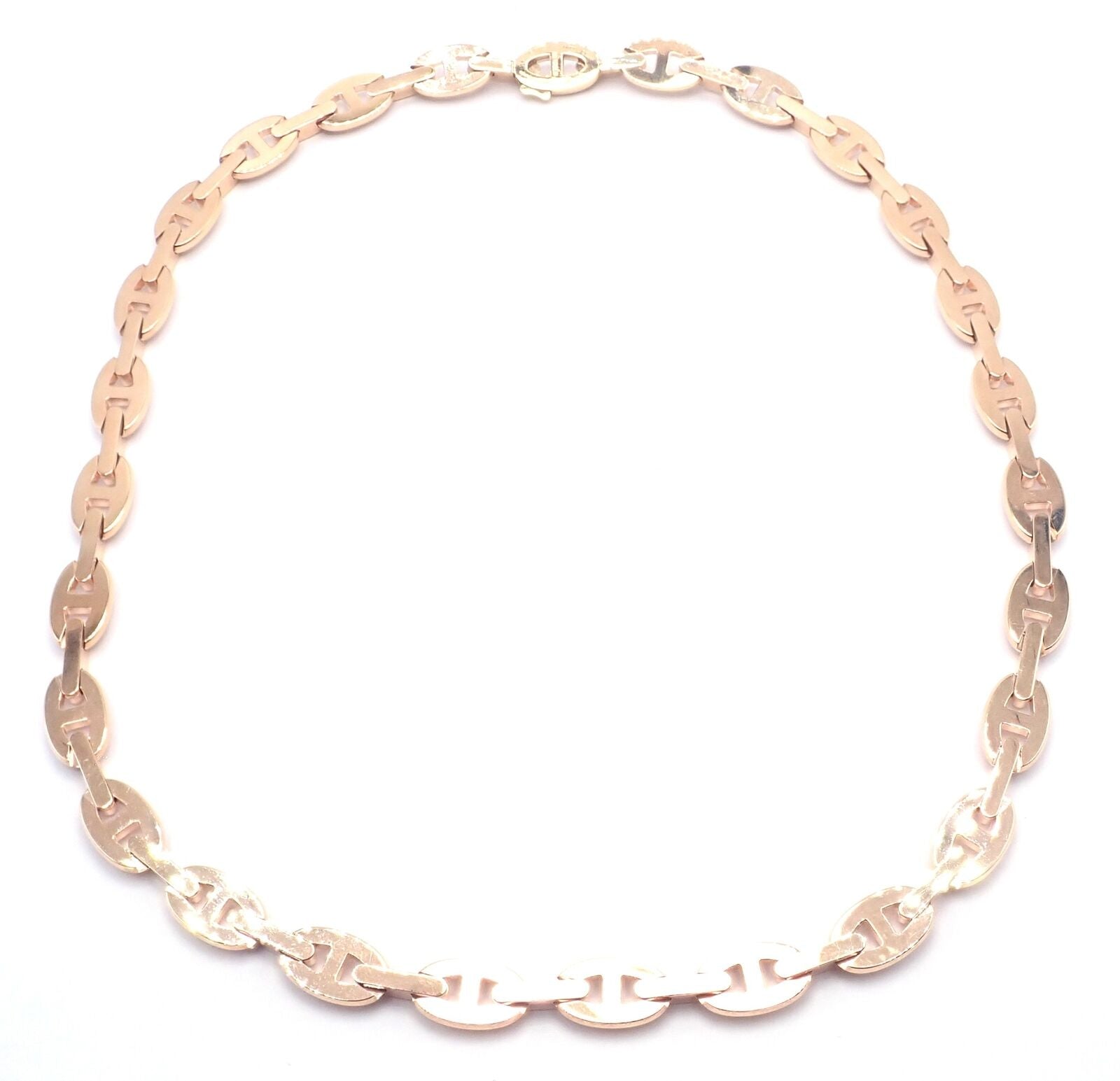 Authentic! Hermes Chaine d'ancre Enchaine 18k Rose Gold Diamond Link Necklace | Fortrove