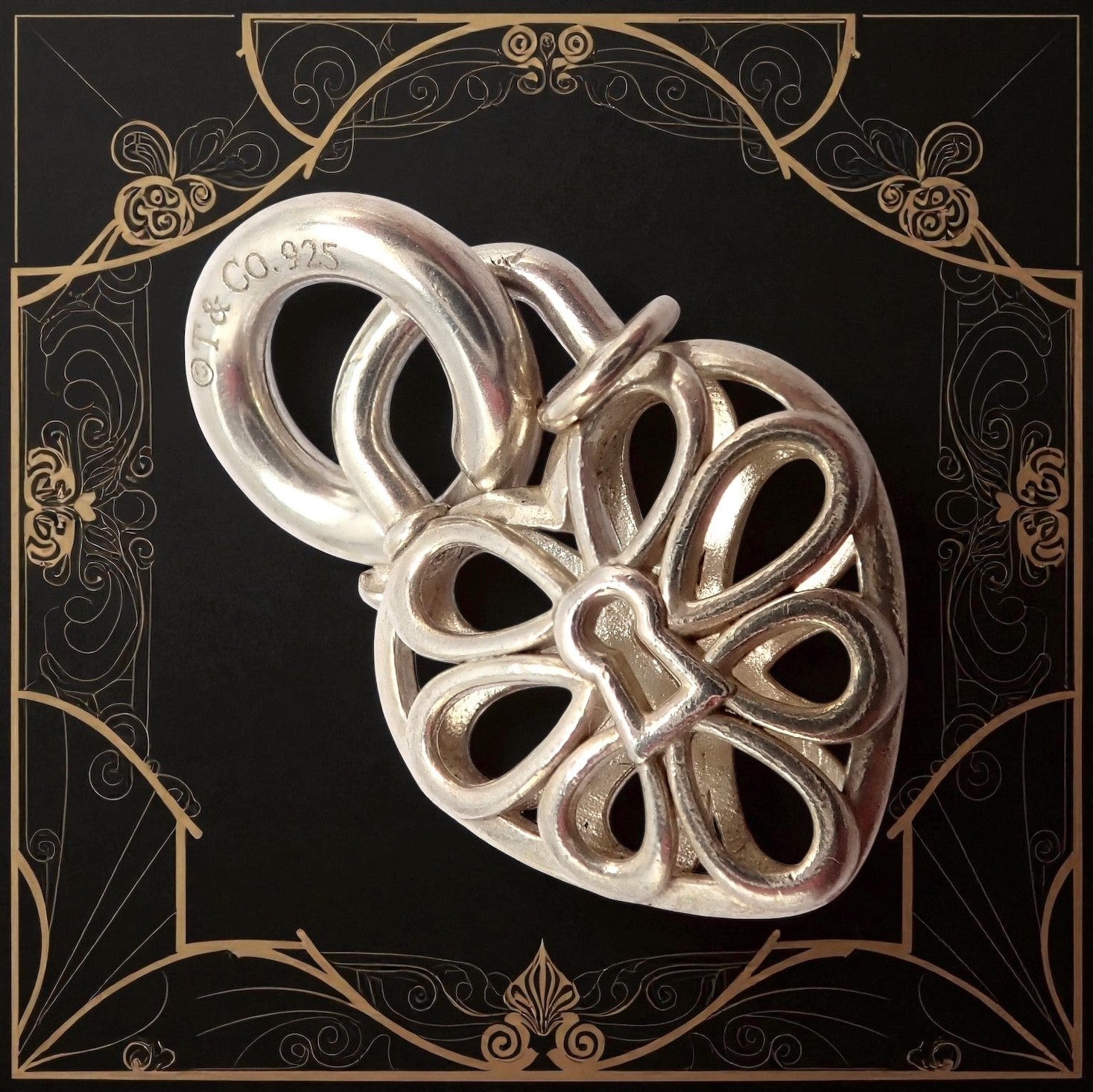 Tiffany & Co. Jewelry & Watches:Fine Jewelry:Bracelets & Charms Tiffany & Co. Silver Heart Daisy Padlock Charm Pendant + Spring Ring Clasp