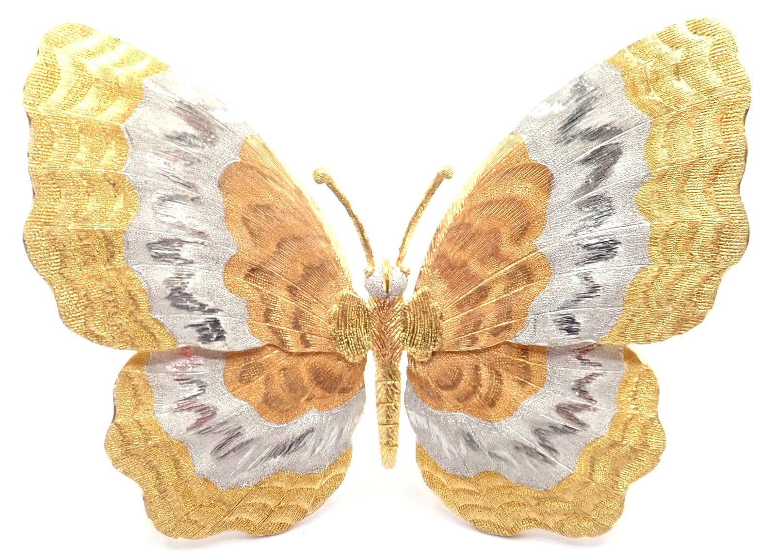 Buccellati Jewelry & Watches:Fine Jewelry:Brooches & Pins Authentic! Buccellati 18k Yellow White Rose Gold Large Butterfly Pin Brooch