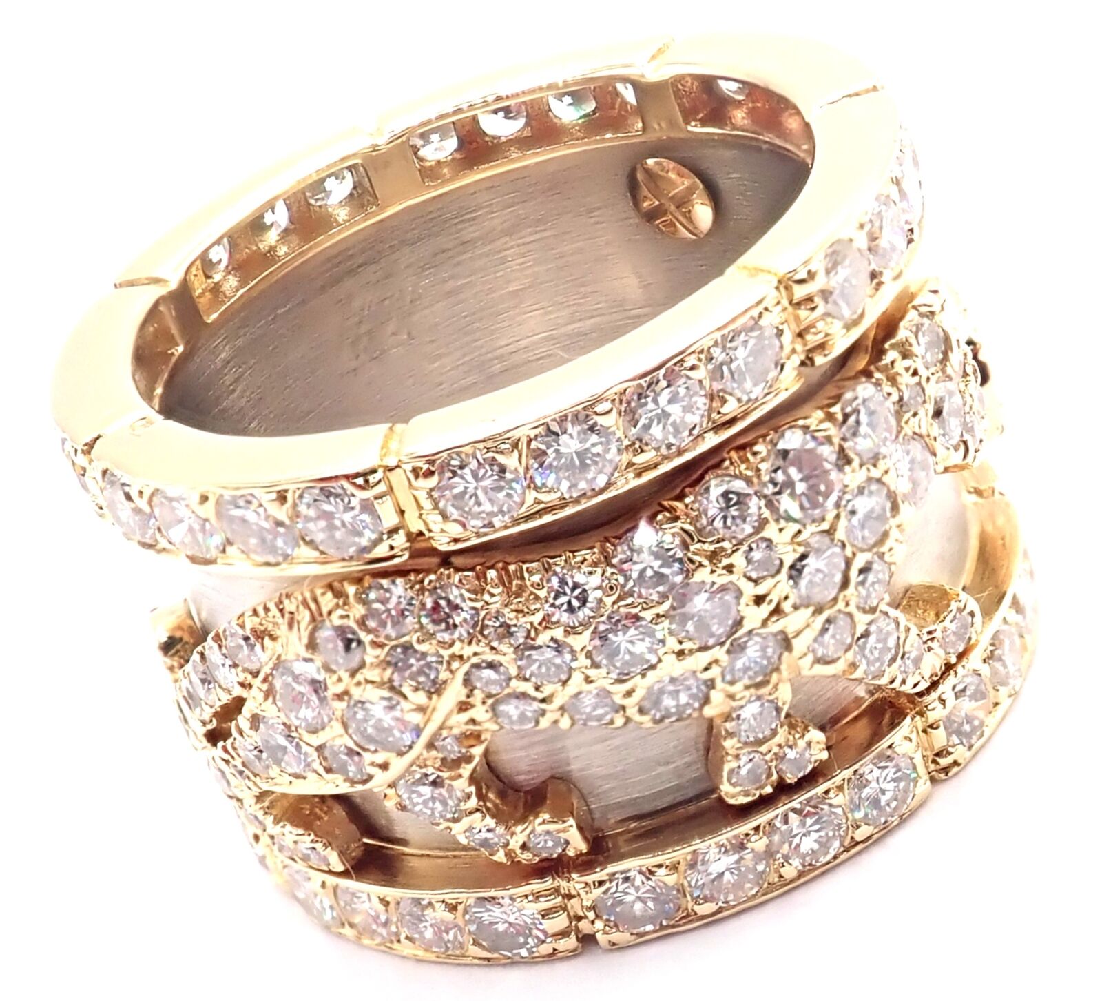 Cartier Jewelry & Watches:Fine Jewelry:Rings Cartier Mahango Walking Panthere 18k Yellow White Gold Diamond Band Ring