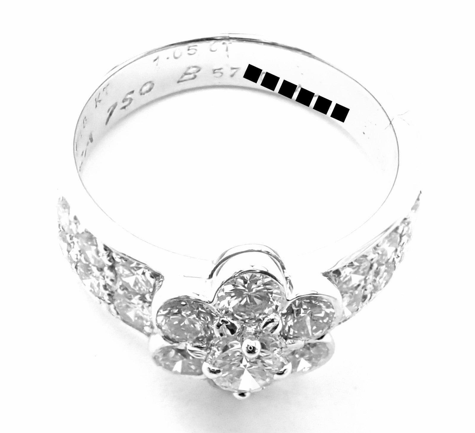 Authentic! Van Cleef & Arpels 18k White Gold Diamond Fleurette Flower Ring | Fortrove