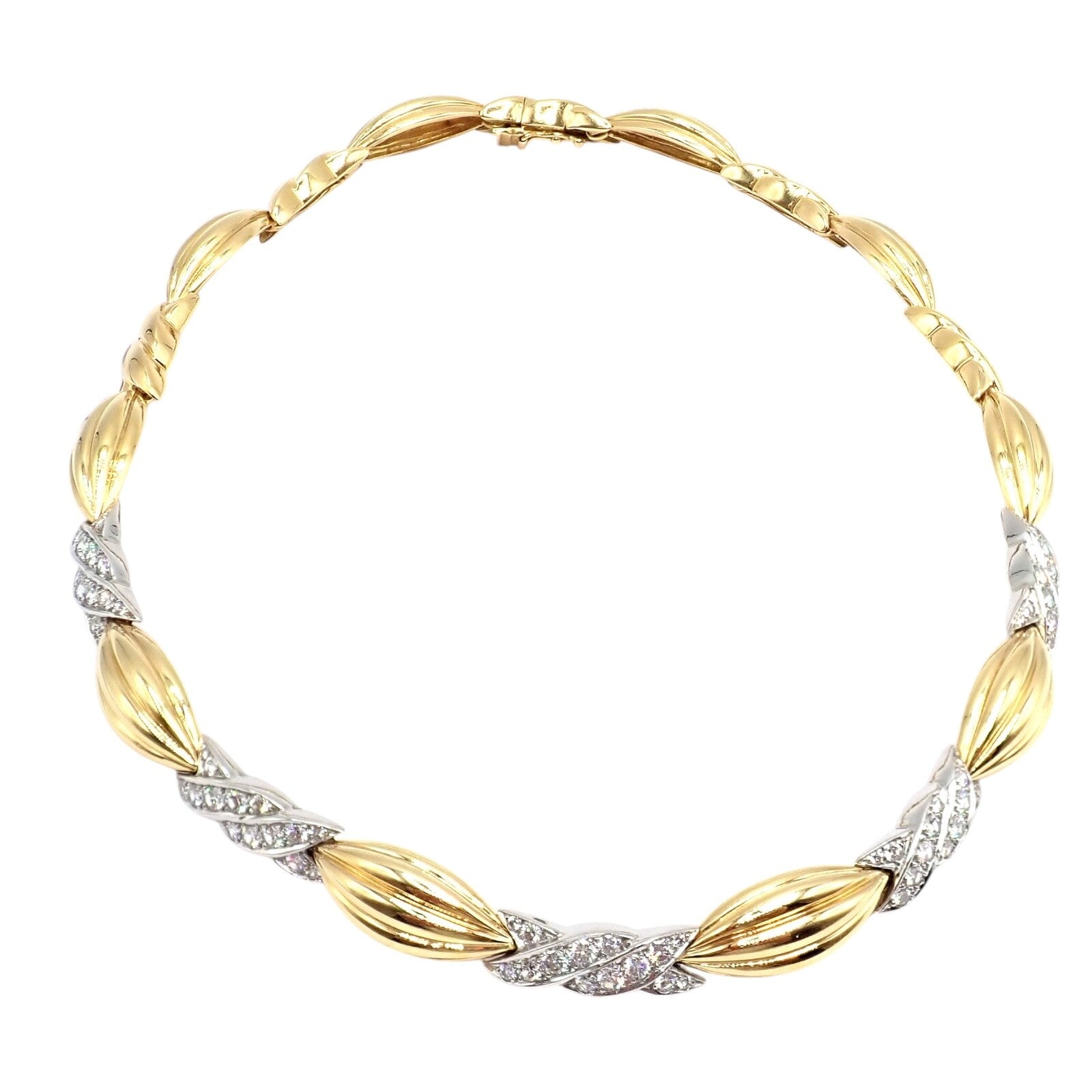 Authentic! Tiffany & Co 18k Yellow + White Gold 4ct Diamond Candy Necklace | Fortrove