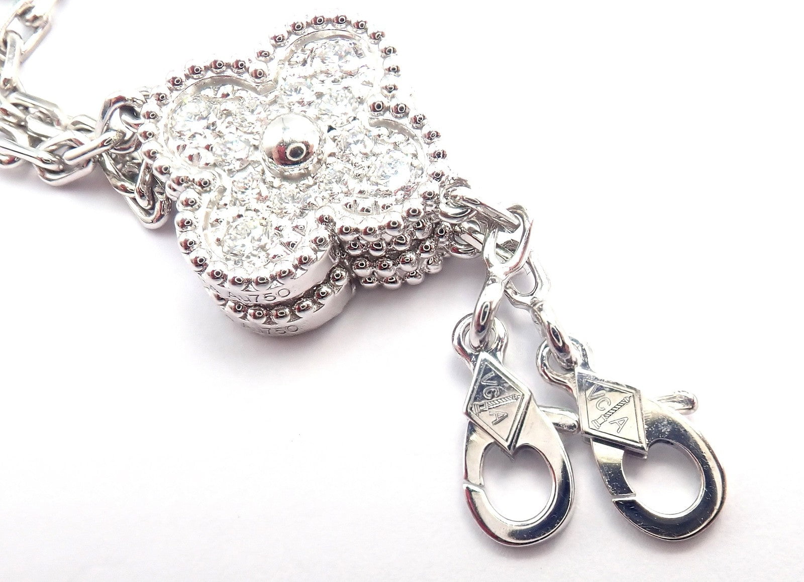 Van Cleef & Arpels Jewelry & Watches:Fine Jewelry:Jewelry Sets Van Cleef & Arpels 18k Gold Vintage Alhambra Diamond Necklace Bracelet Set Cert.