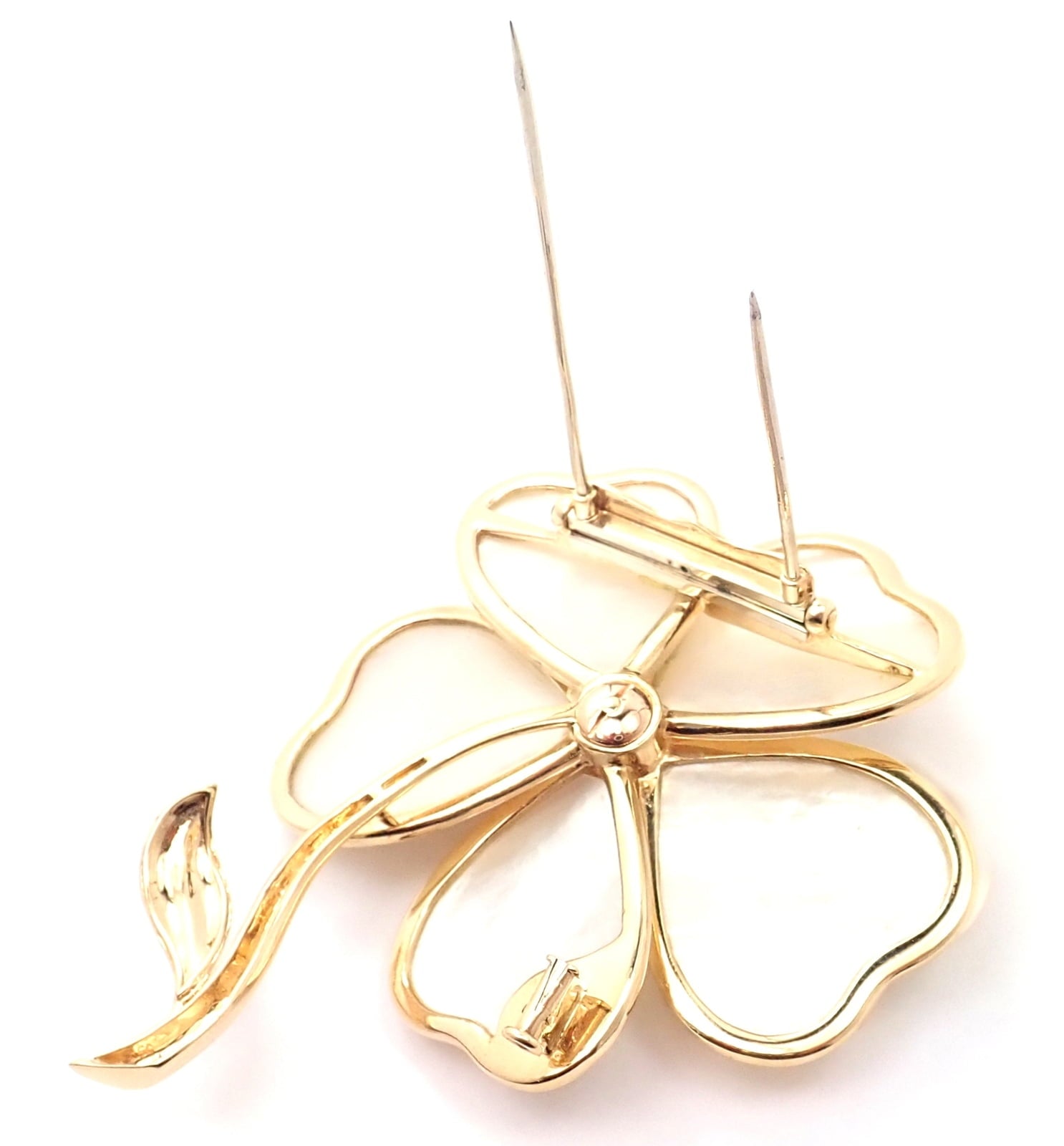 Van Cleef & Arpels Jewelry & Watches:Fine Jewelry:Brooches & Pins Van Cleef & Arpels Clématite 18k Yellow Gold Diamond Mother of Pearl Pin Brooch