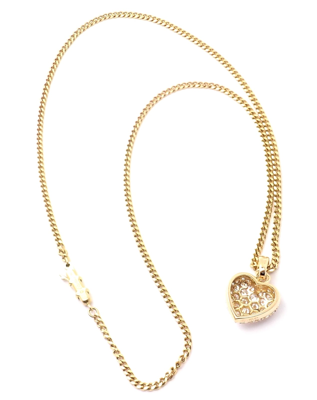 Authentic! Cartier 18k Yellow Gold 2ct Diamond Pavé Large Heart Pendant Necklace | Fortrove