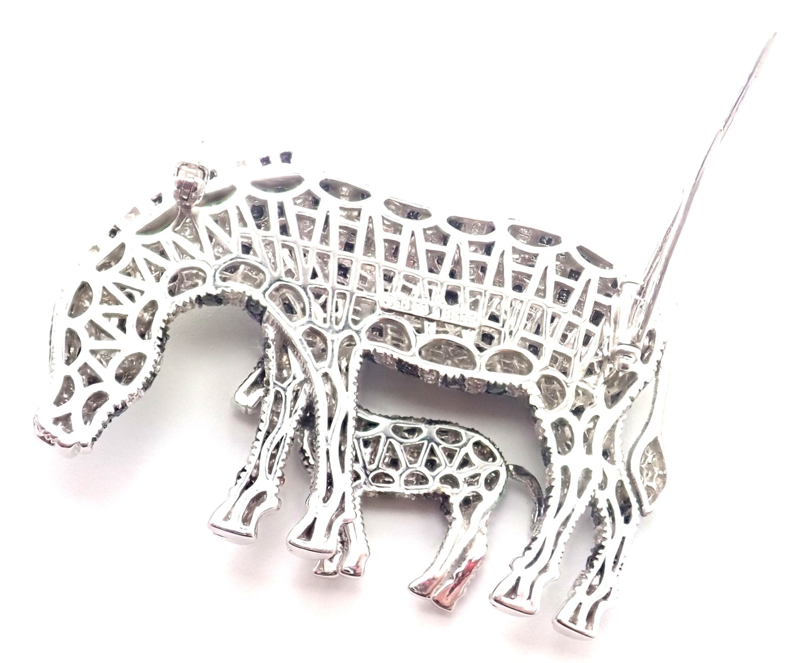 Authentic! Michele Della Valle 18k White Gold White & Black Diamond Zebra Brooch | Fortrove