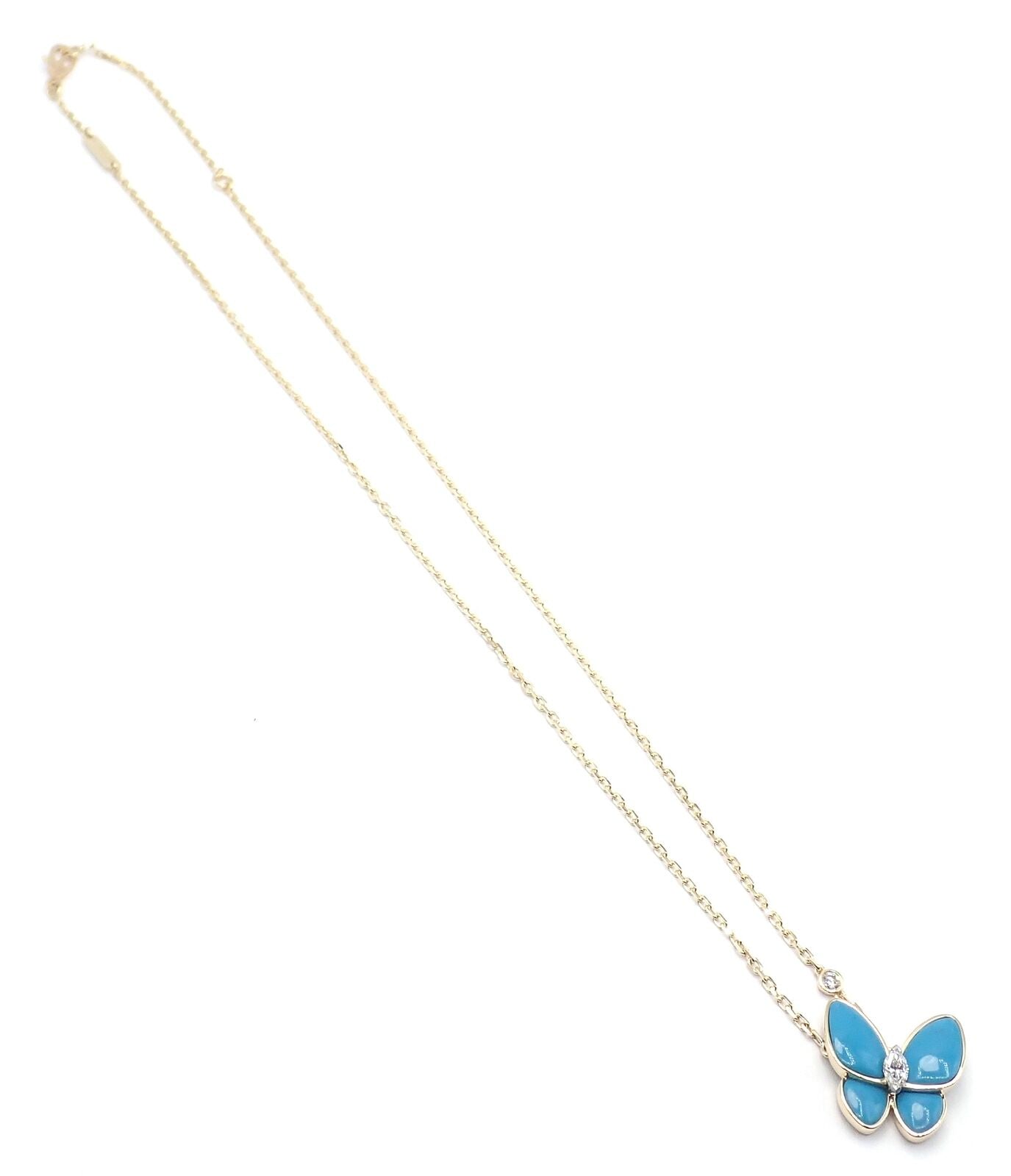 Van Cleef & Arpels Jewelry & Watches:Fine Jewelry:Necklaces & Pendants Van Cleef & Arpels 18k Gold Diamond Turquoise Butterfly Pendant Necklace Cert.