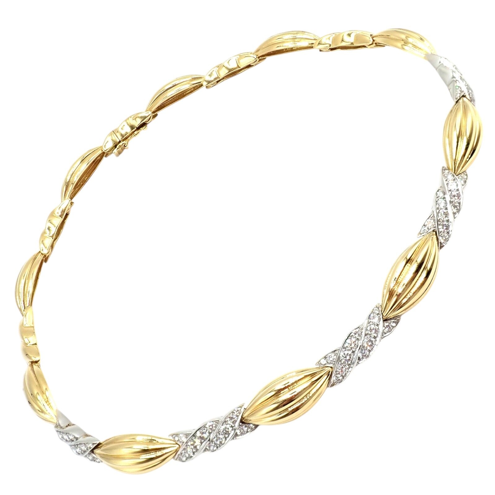 Authentic! Tiffany & Co 18k Yellow + White Gold 4ct Diamond Candy Necklace | Fortrove