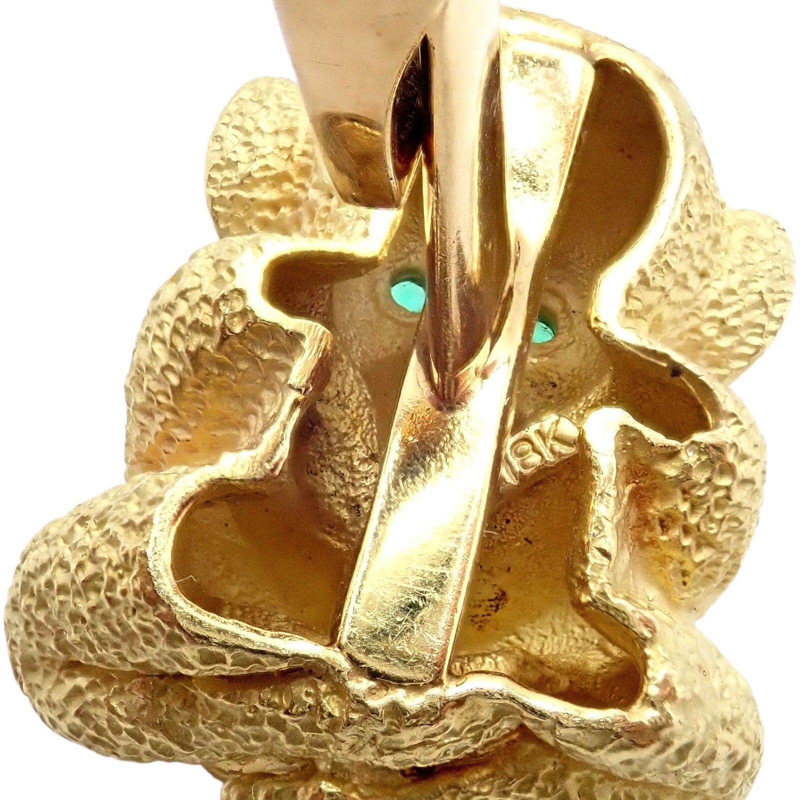 Authentic Kurt Wayne 18k Yellow Gold Emerald Whimsical Monkey Cufflinks | Fortrove