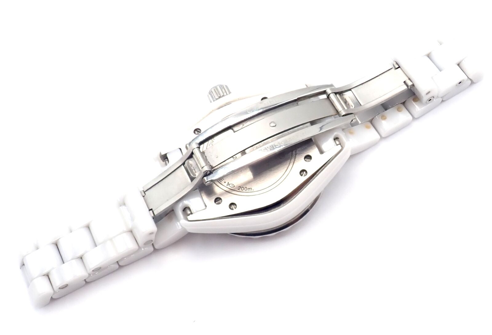 CHANEL Jewelry & Watches:Watches, Parts & Accessories:Watches:Wristwatches Authentic! Chanel J12 White Ceramic 33mm Automatic Diamond Watch DN23788