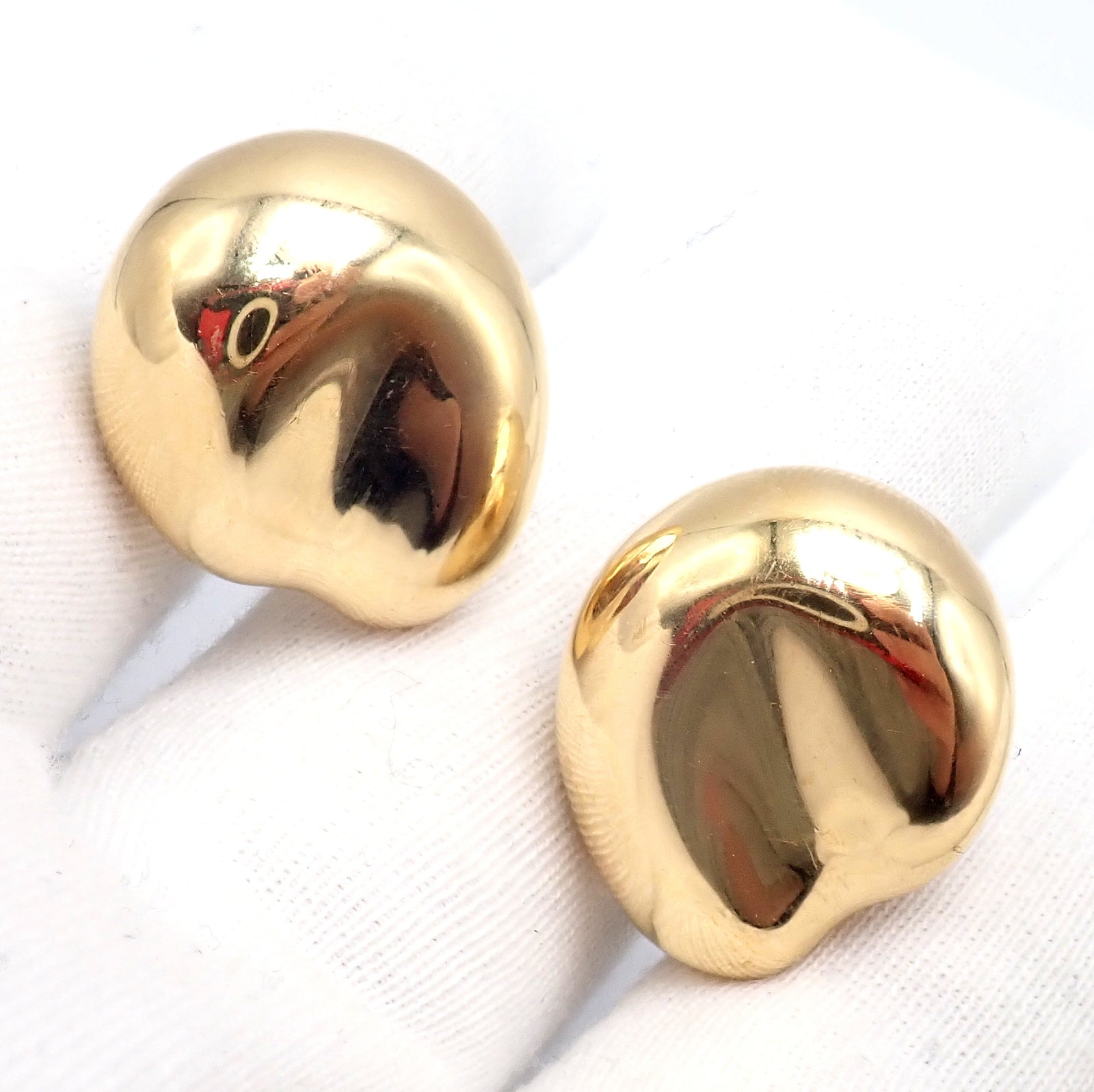 Authentic Tiffany & Co Peretti 18k Yellow Gold Extra Large Thumbprint Earrings | Fortrove