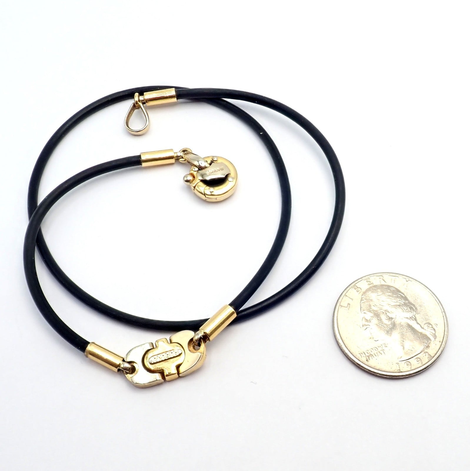 Authentic! Baraka 18k Yellow + White Gold Rubber Wrap Necklace 17" | Fortrove