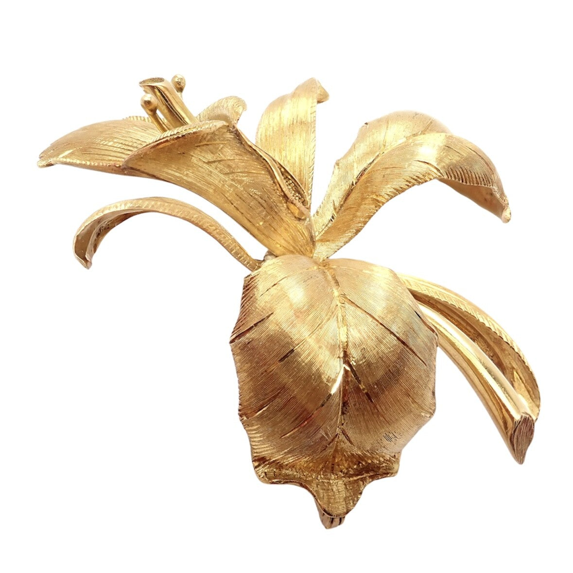Vintage Tiffany & Co 18k Yellow Gold Large Orchid Calla Lily Pin Brooch 1950s | Fortrove